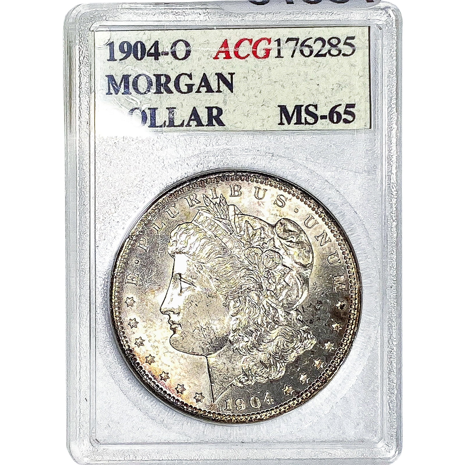 1904-O Morgan Silver Dollar ACG MS65: 1904-O Morgan Silver Dollar ACG MS65