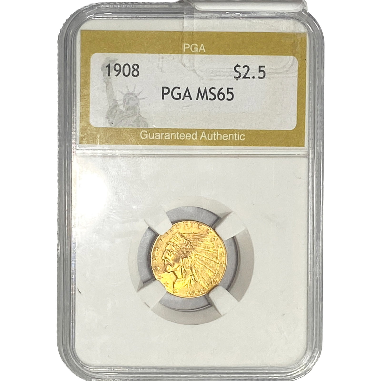 1908 $2.50 Gold Quarter Eagle PGA MS65: 1908 $2.50 Gold Quarter Eagle PGA MS65