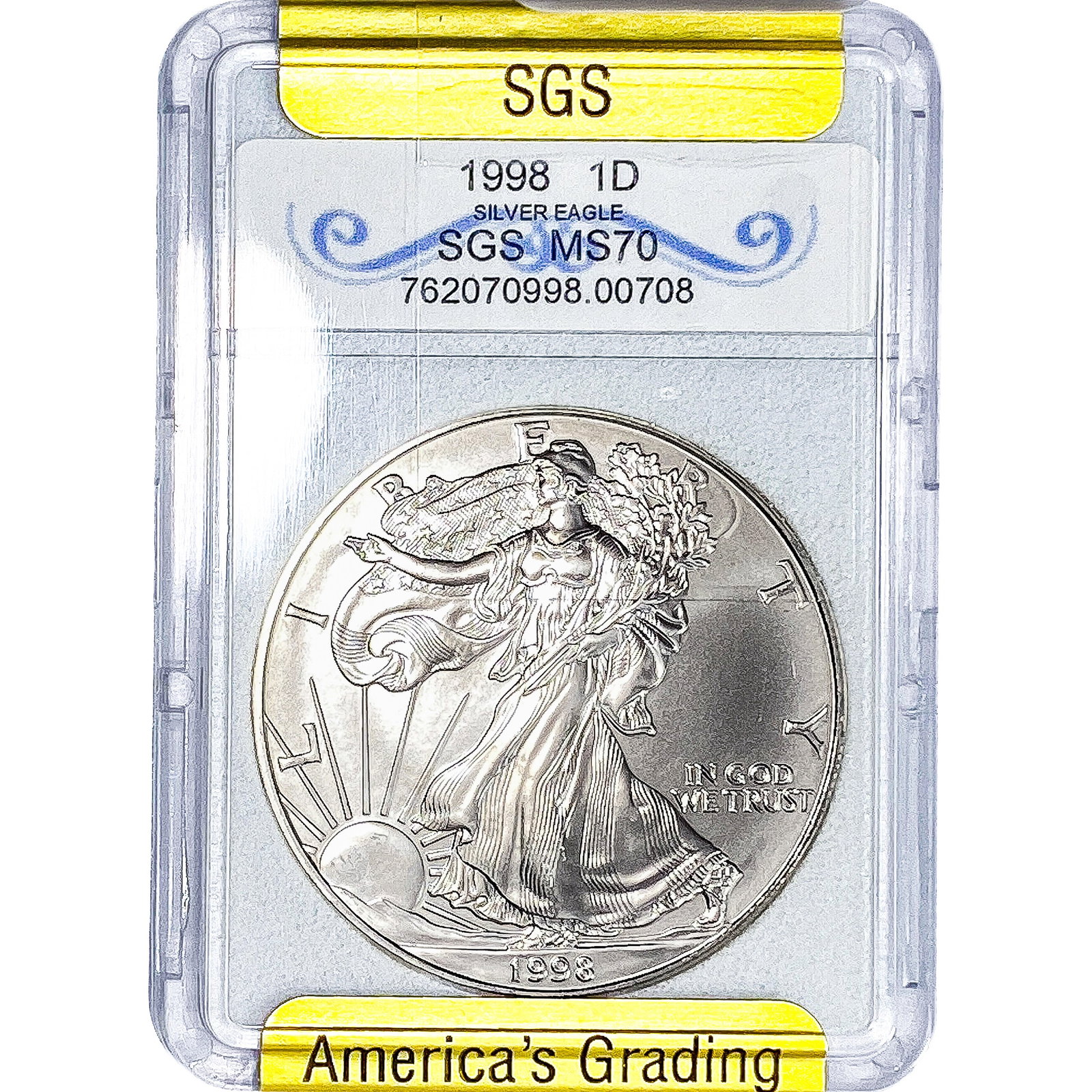 1998 Silver Eagle SGS MS70 (1 of 2)