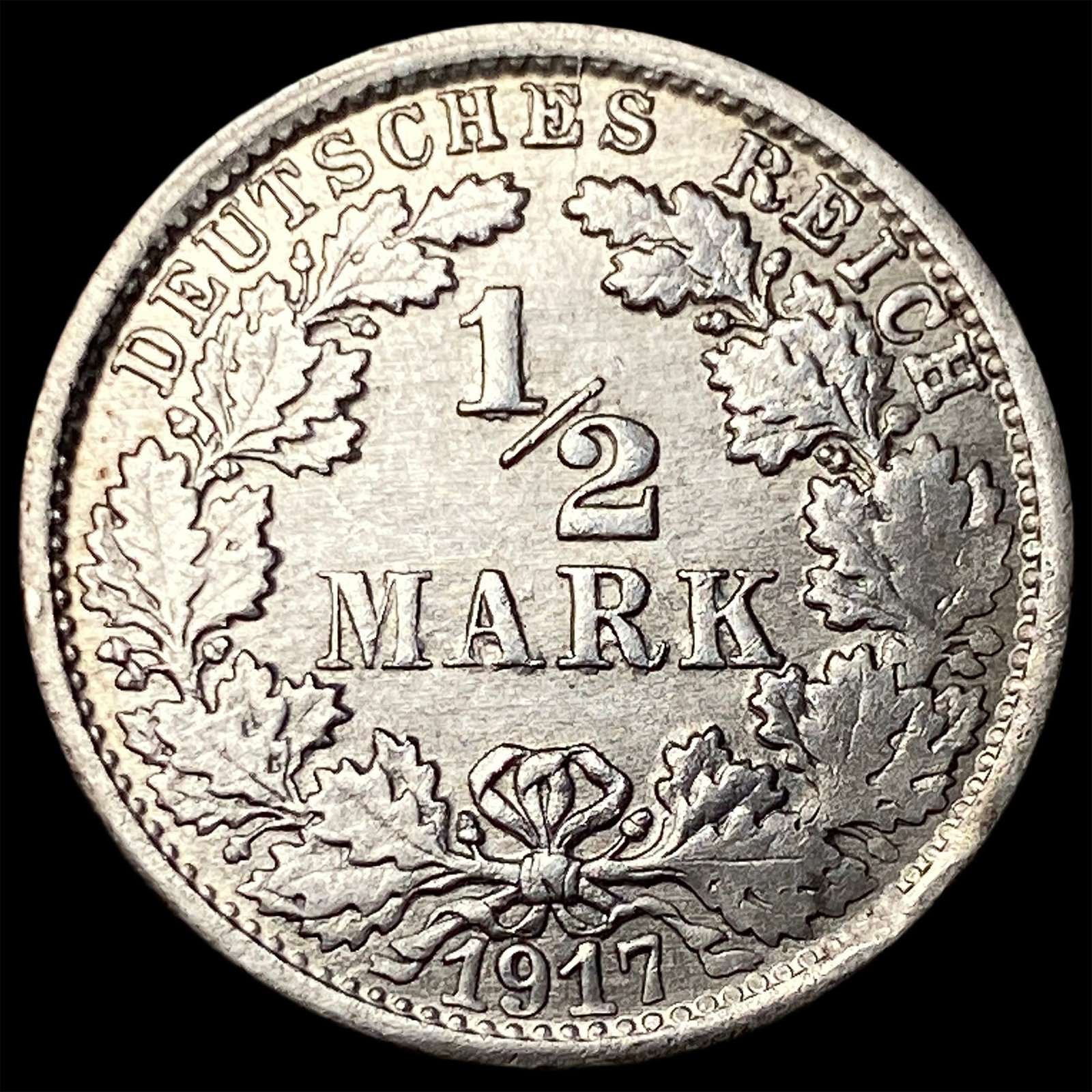 1917F Germany Silver 1/2 Mark: 1917F Germany Silver 1/2 Mark