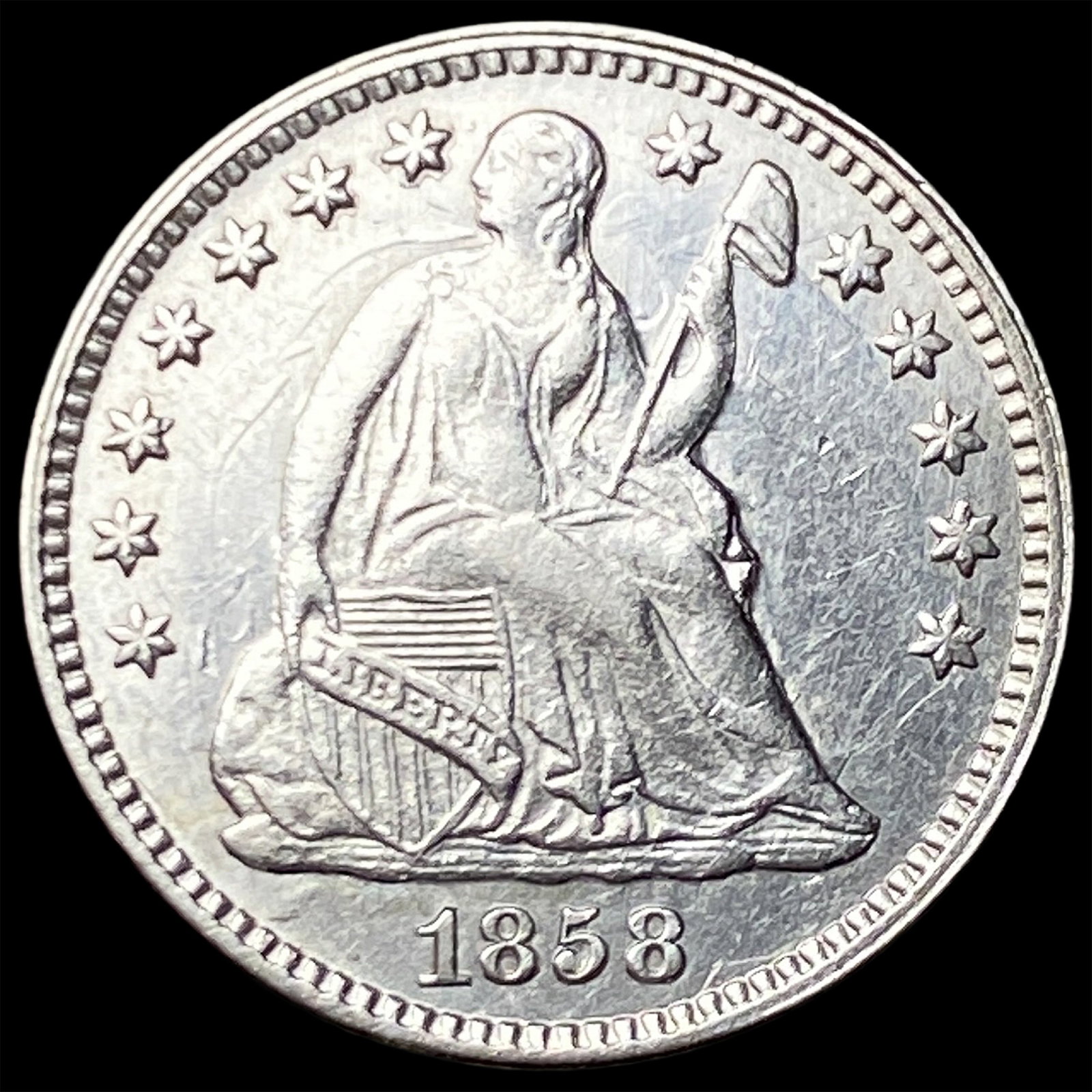 1858 Silver Seated Liberty Half Dime UNCIRCULATED: 1858 Silver Seated Liberty Half Dime UNCIRCULATED