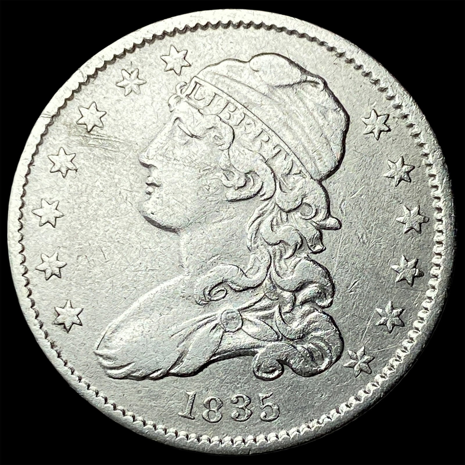 1835 Capped Bust Silver Quarter CHOICE AU: 1835 Capped Bust Silver Quarter CHOICE AU