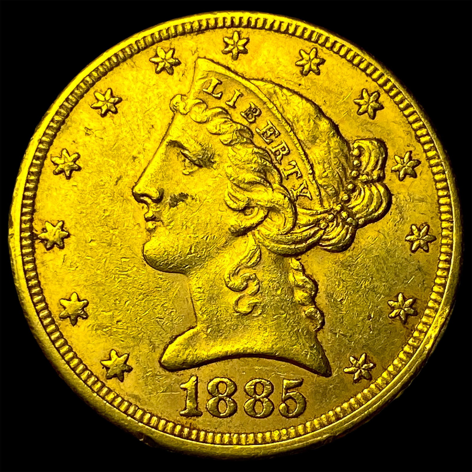1885 Liberty Head Half Eagle $5 Gold CLOSELY UNCIRCULATED: 1885 Liberty Head Half Eagle $5 Gold CLOSELY UNCIRCULATED