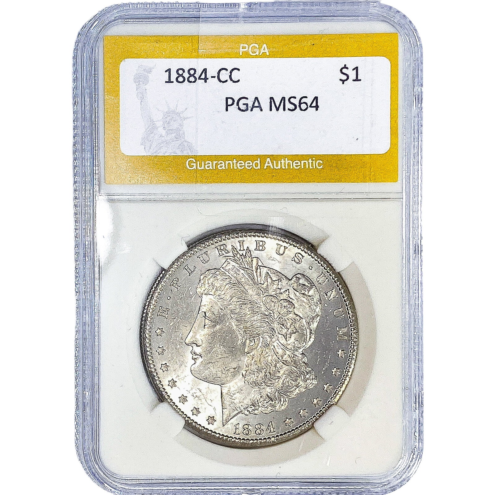 1884-CC Morgan Silver Dollar PGA MS64: 1884-CC Morgan Silver Dollar PGA MS64