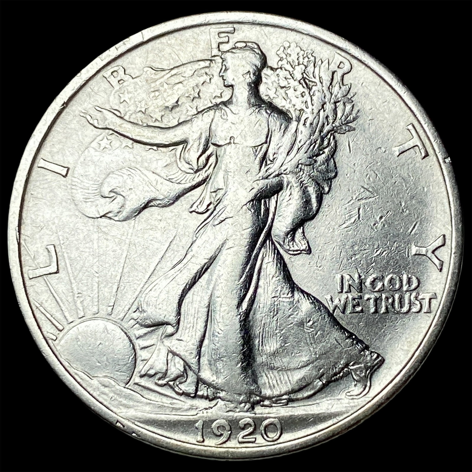 1920 Silver Walking Liberty Half Dollar CLOSELY UNCIRCULATED: 1920 Silver Walking Liberty Half Dollar CLOSELY UNCIRCULATED