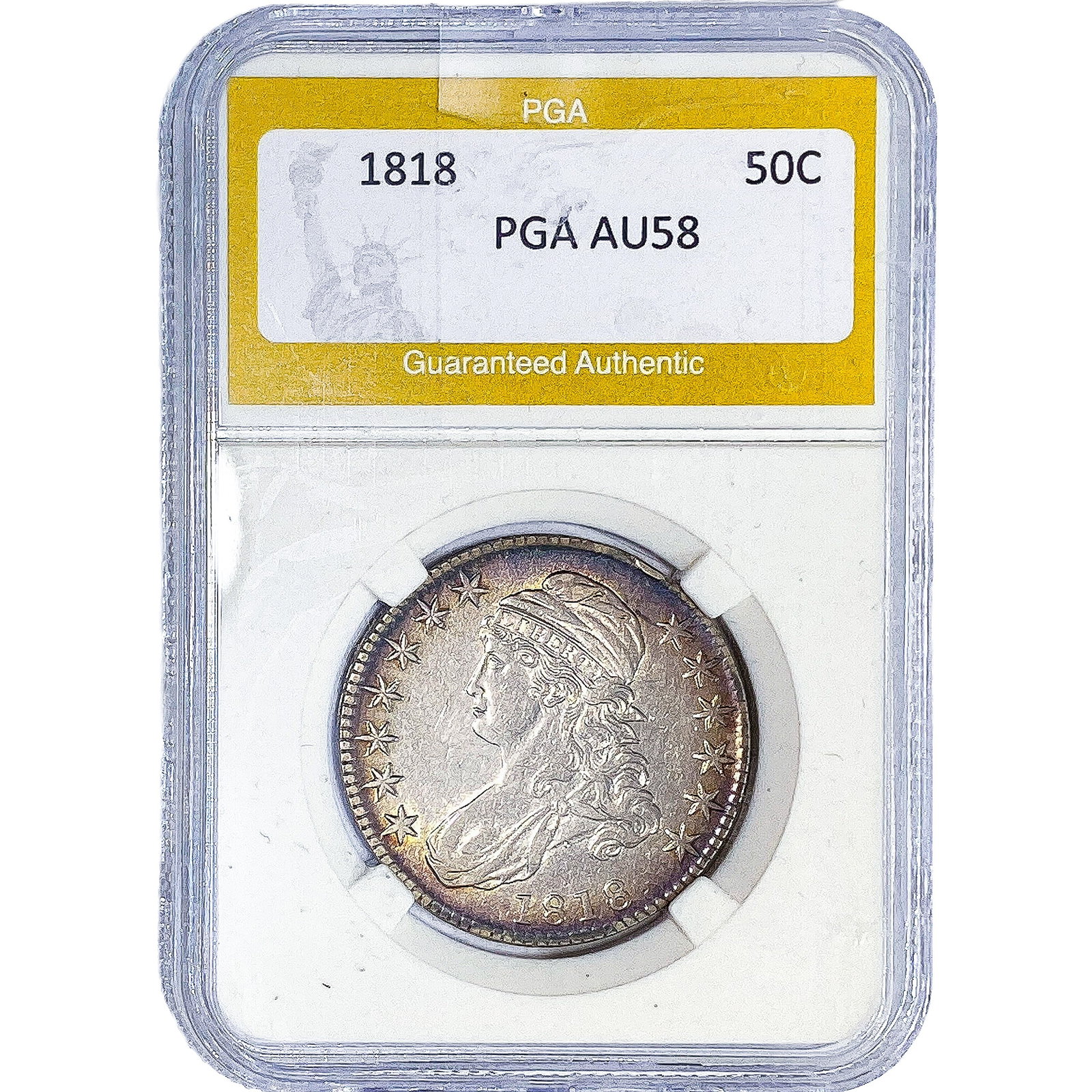 1818 Capped Bust Half Dollar PGA AU58: 1818 Capped Bust Half Dollar PGA AU58