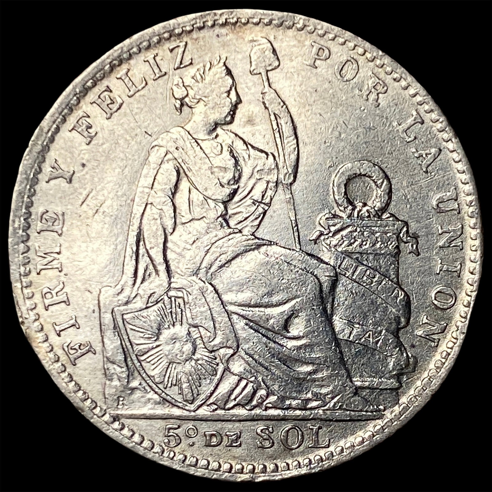 1912 Peru Silver 1/5 Sol: 1912 Peru Silver 1/5 Sol