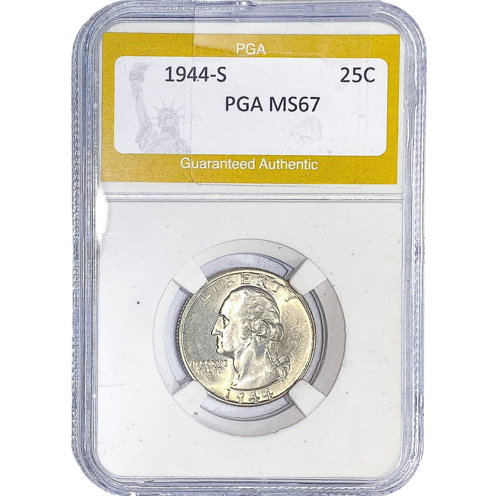 1944-S Mercury Silver Quarter PGA MS67: 1944-S Mercury Silver Quarter PGA MS67