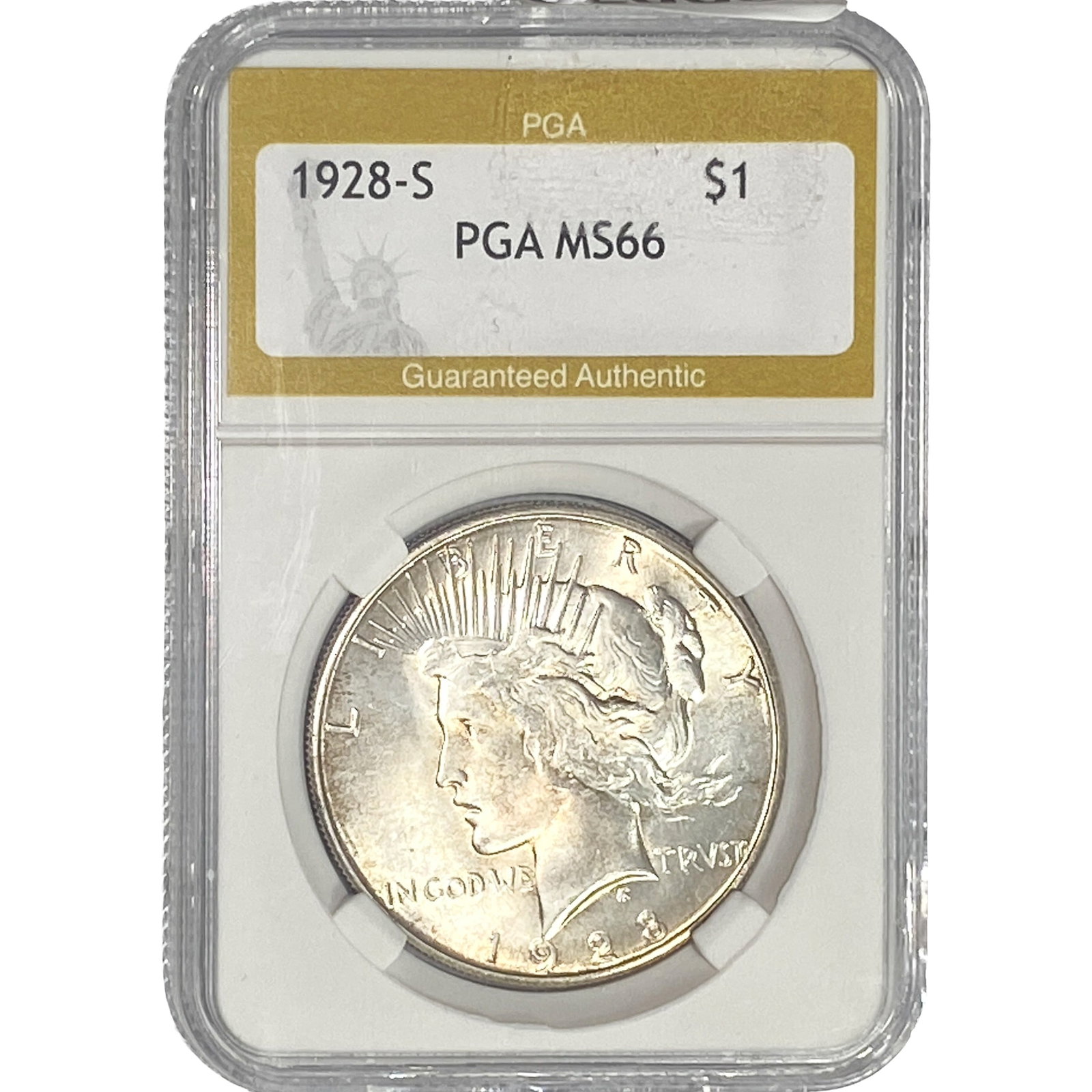 1928-S Silver Peace Dollar PGA MS66: 1928-S Silver Peace Dollar PGA MS66