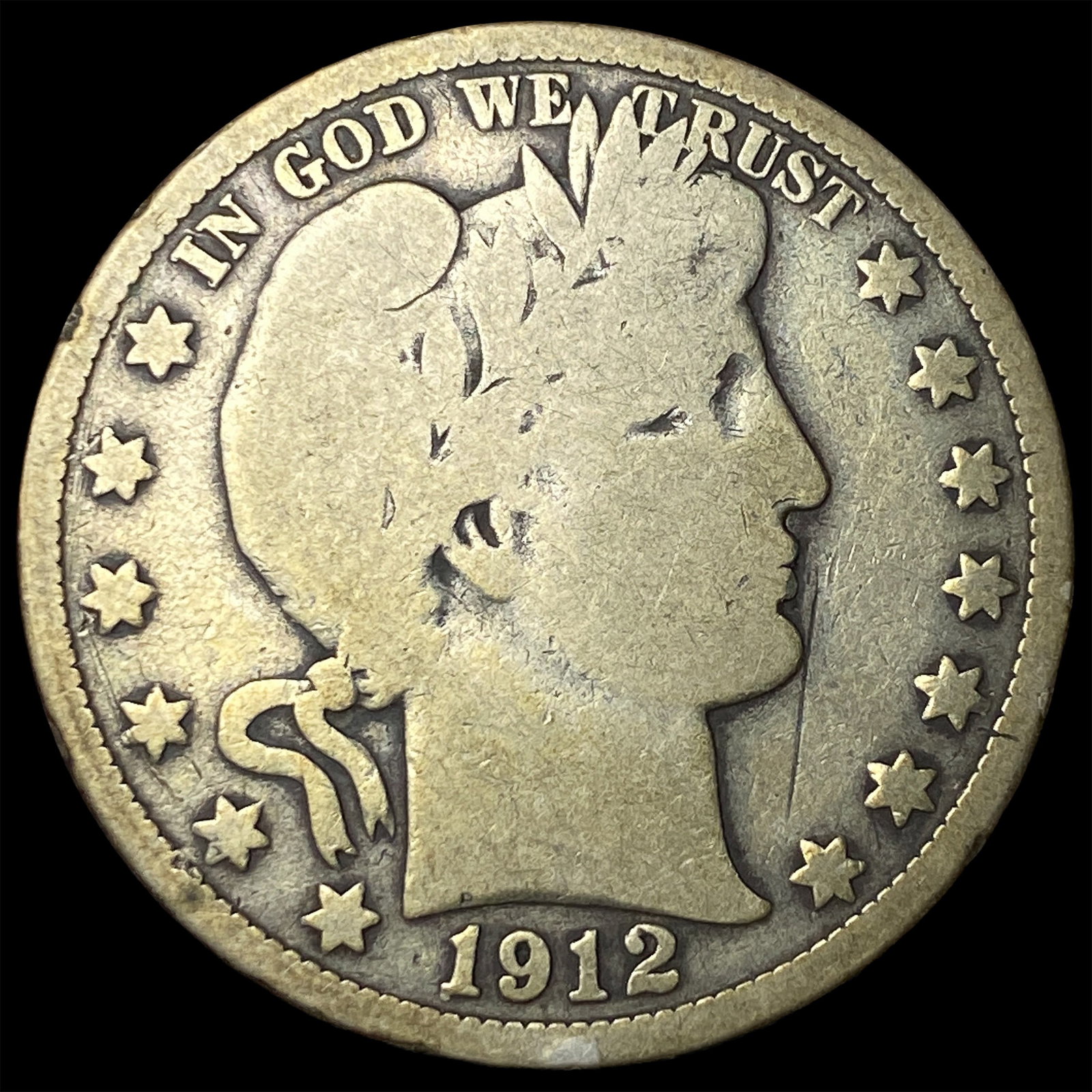 1912 Silver Barber Half Dollar NICELY CIRCULATED: 1912 Silver Barber Half Dollar NICELY CIRCULATED