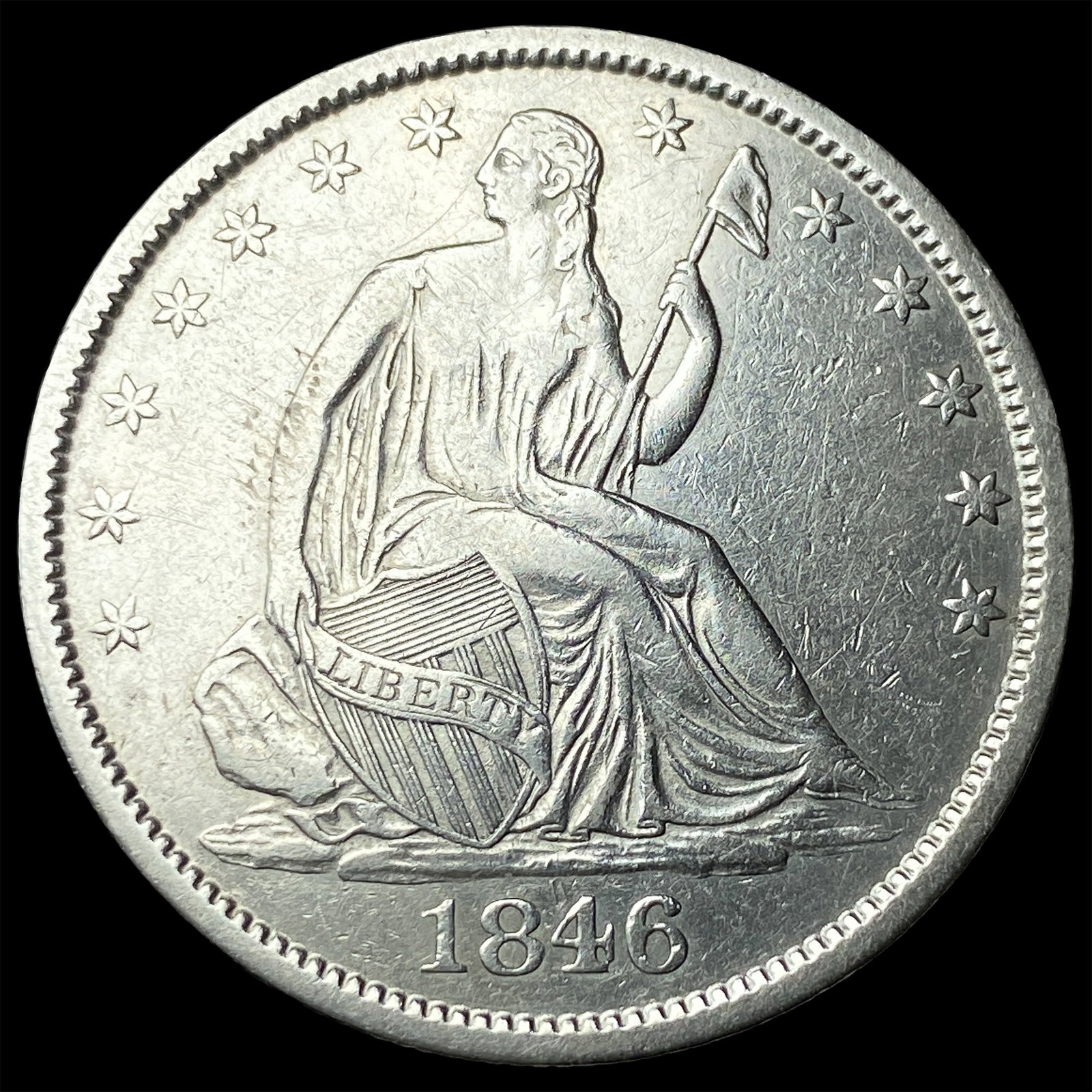1846-O Silver Seated Liberty Half Dollar CLOSELY UNCIRCULATED: 1846-O Silver Seated Liberty Half Dollar CLOSELY UNCIRCULATED