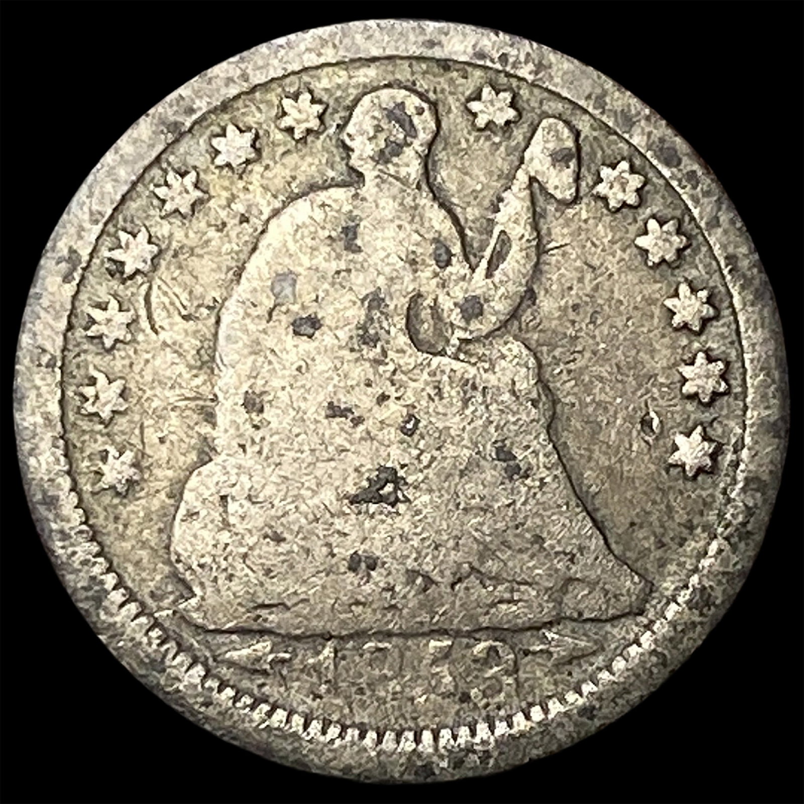 1853 Arrows Seated Liberty Silver Half Dime NICELY CIRCULATED: 1853 Arrows Seated Liberty Silver Half Dime NICELY CIRCULATED