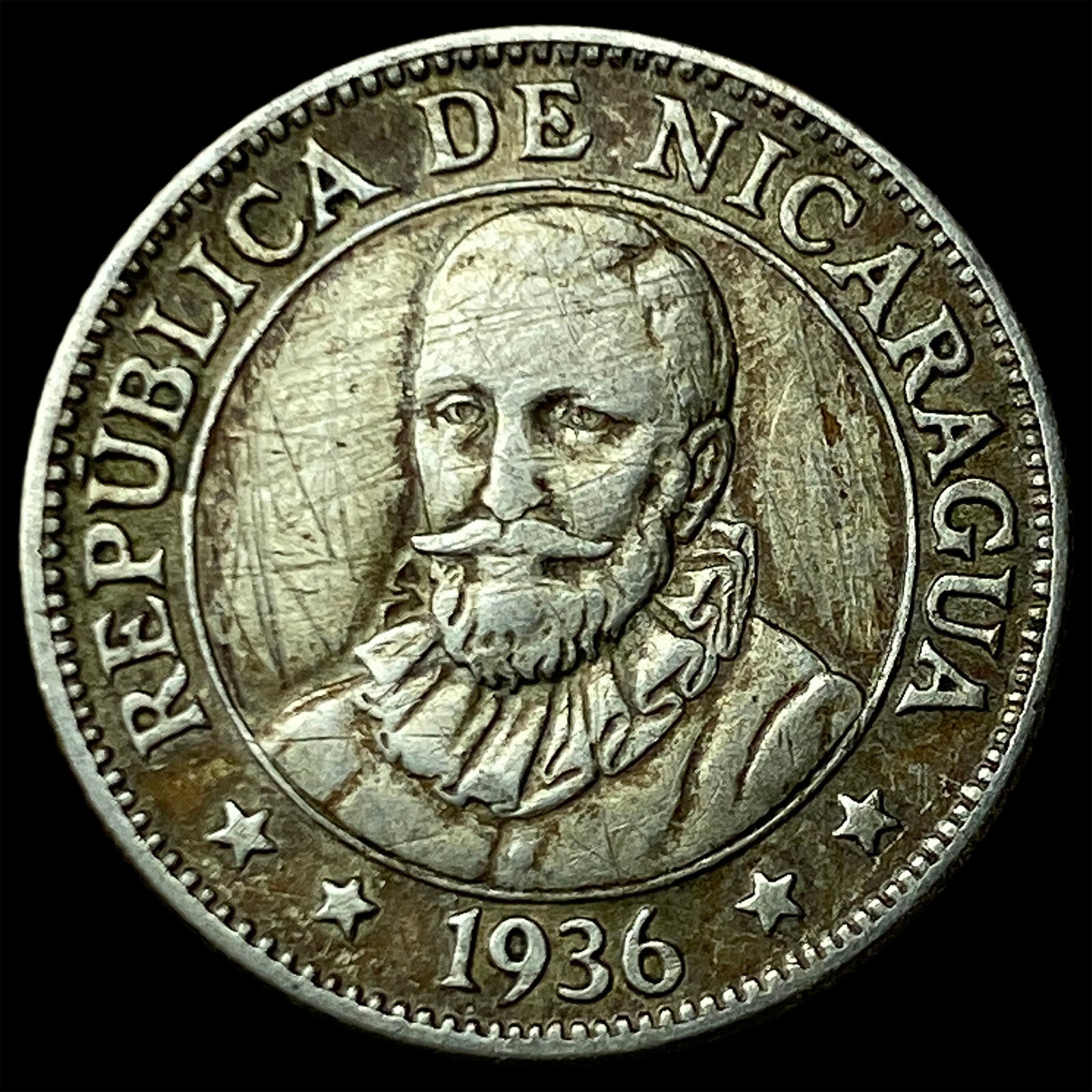 1936 Nicaragua Silver 10 Centavos: 1936 Nicaragua Silver 10 Centavos