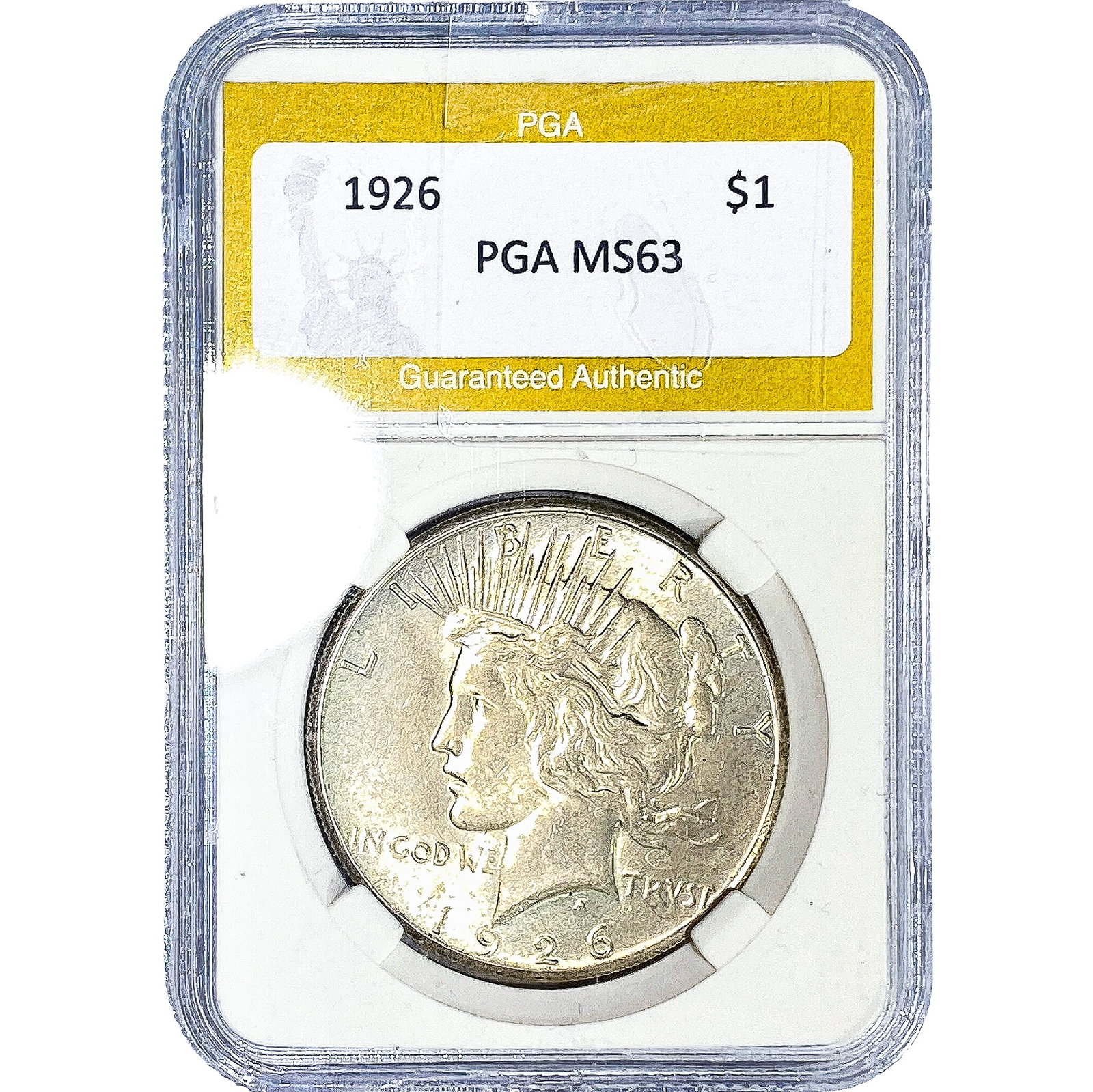 1926 Silver Peace Dollar PGA MS63: 1926 Silver Peace Dollar PGA MS63