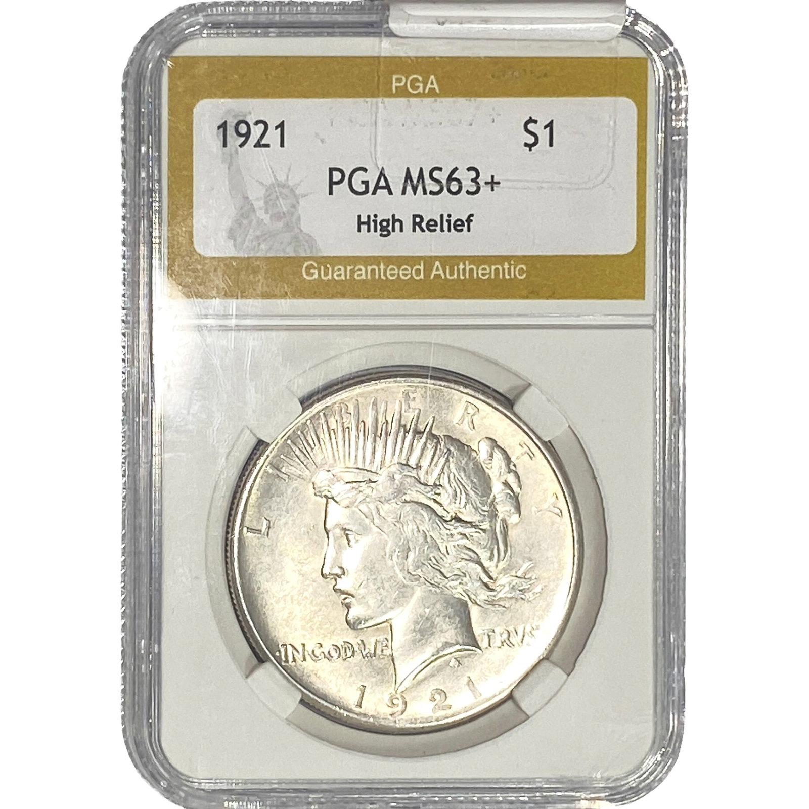1921 Silver Peace Dollar PGA MS63+: 1921 Silver Peace Dollar PGA MS63+