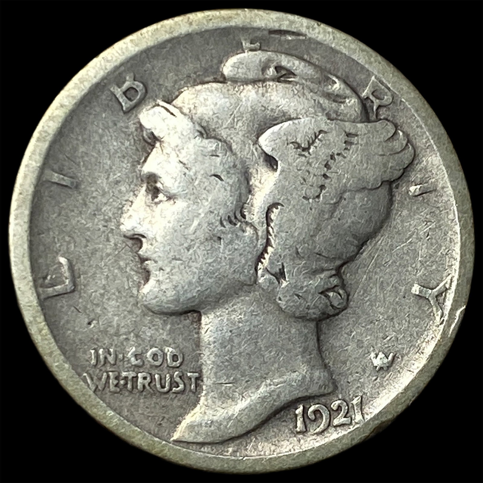 1921-D Silver Mercury Dime LIGHTLY CIRCULATED (1 of 2)