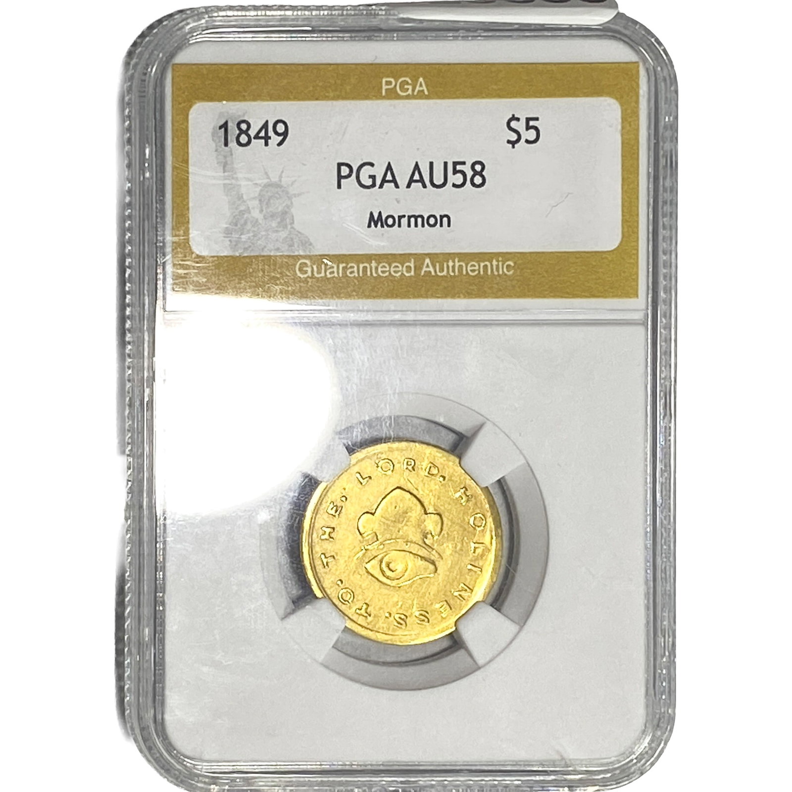 1849 Gold $5 Mormon Coin PGA AU58 (1 of 2)