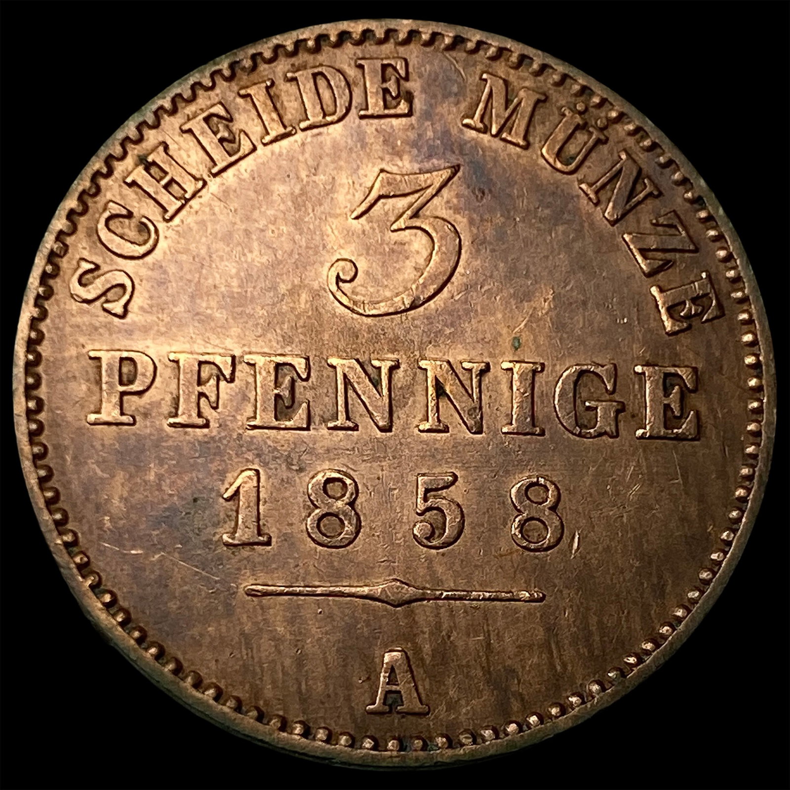 1858A Germany Copper 3 Pfenning (1 of 2)