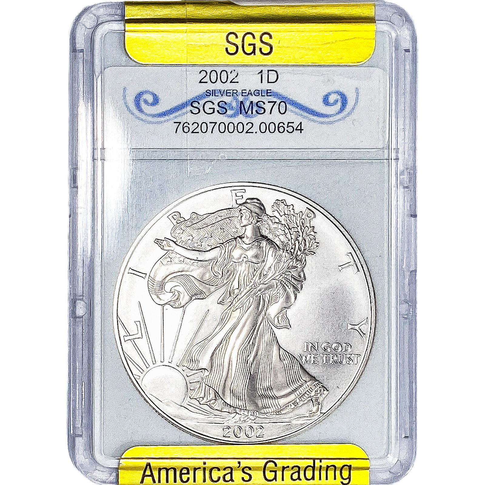 2002 Silver Eagle SGS MS70 (1 of 2)