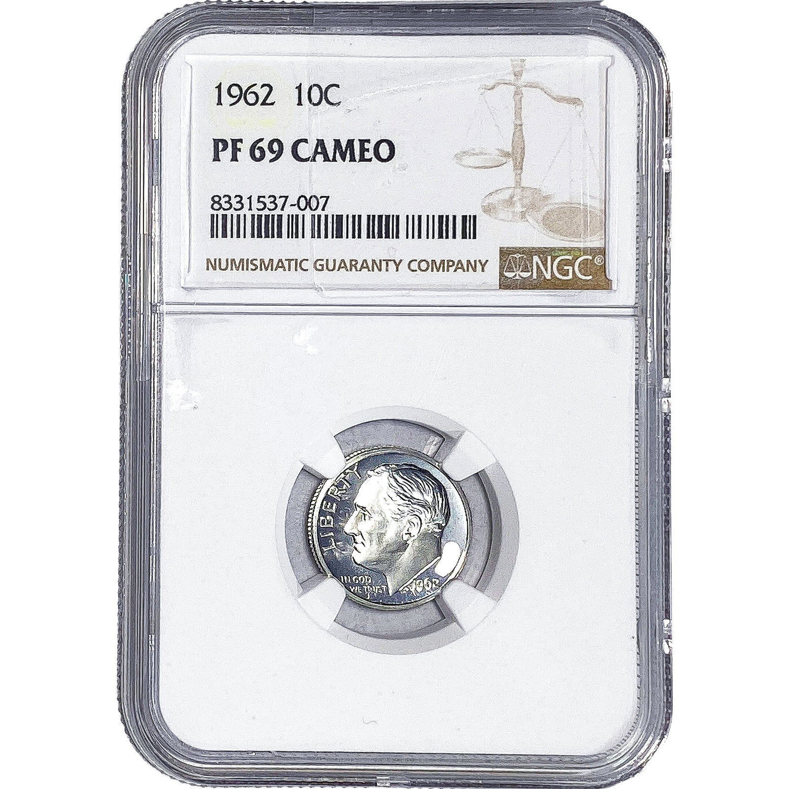 1962 Roosevelt Dime NGC PF69 Cameo: 1962 Roosevelt Dime NGC PF69 Cameo