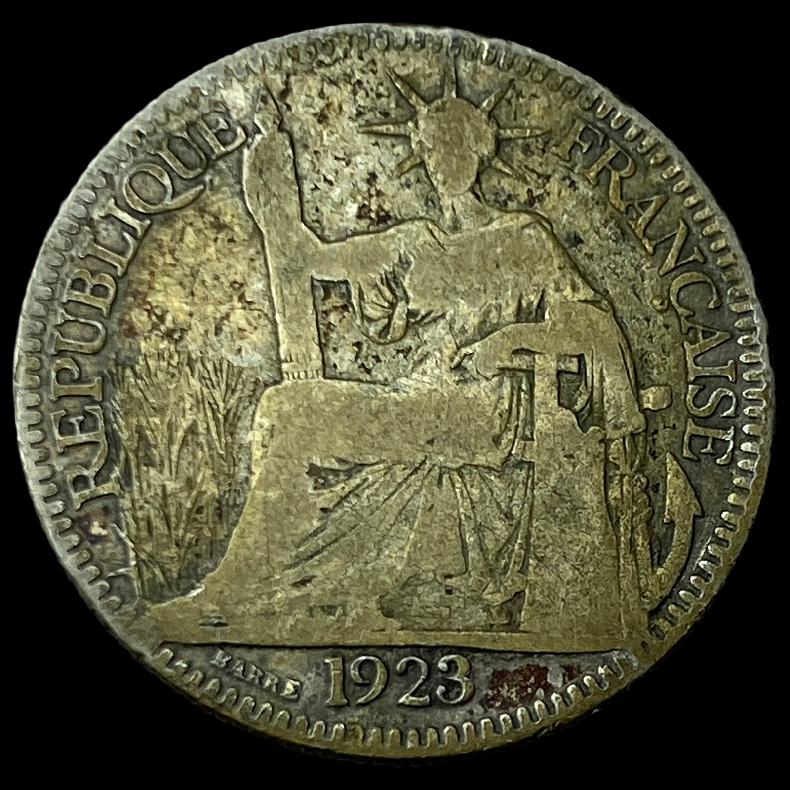 1923 French Indo-China Silver 10 Cents: 1923 French Indo-China Silver 10 Cents