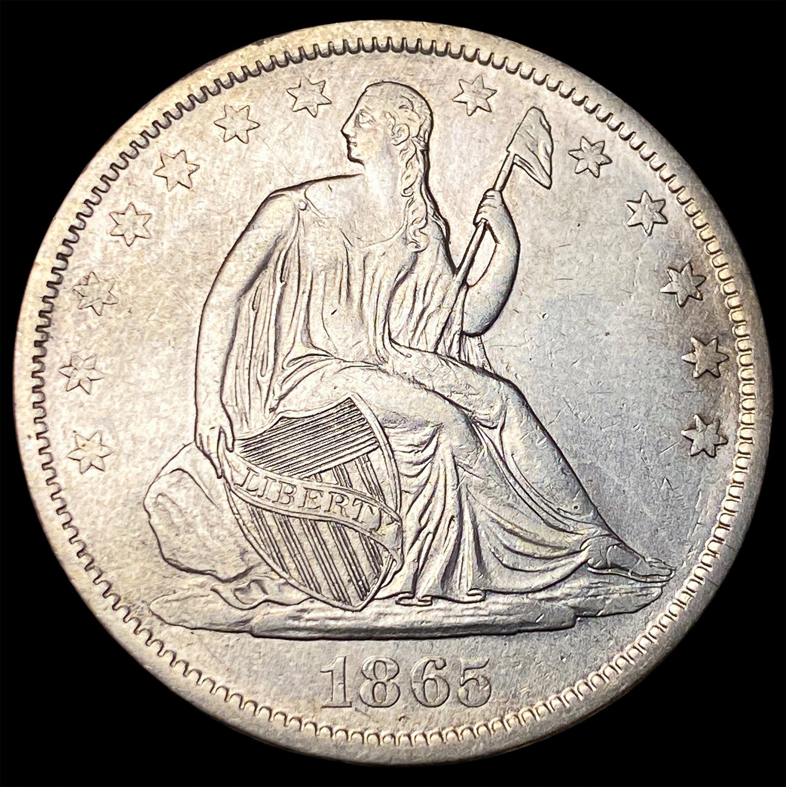 1865-S Silver Half Dollar NEARLY UNCIRCULATED: 1865-S Silver Half Dollar NEARLY UNCIRCULATED