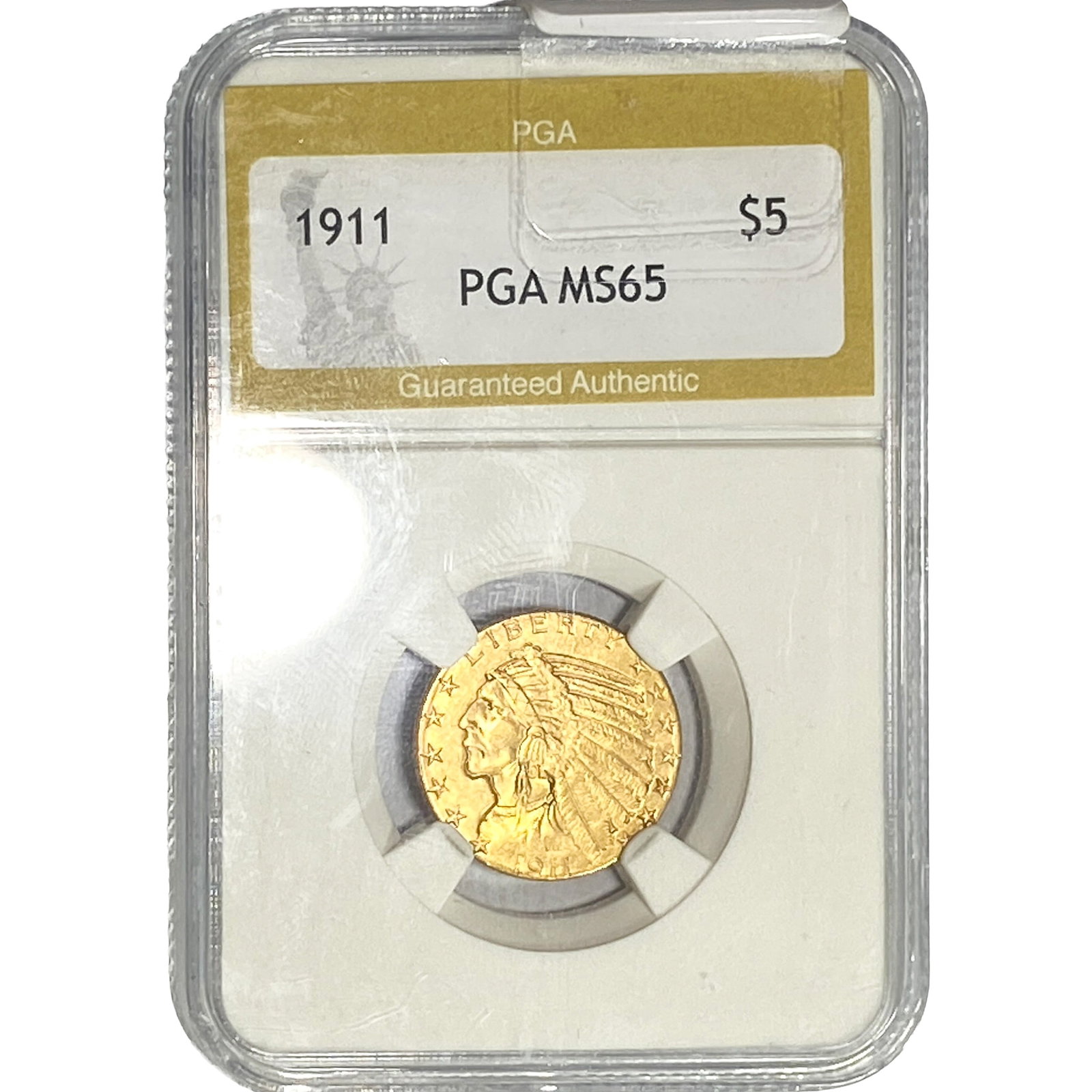 1911 $5 Gold Half Eagle PGA MS65: 1911 $5 Gold Half Eagle PGA MS65