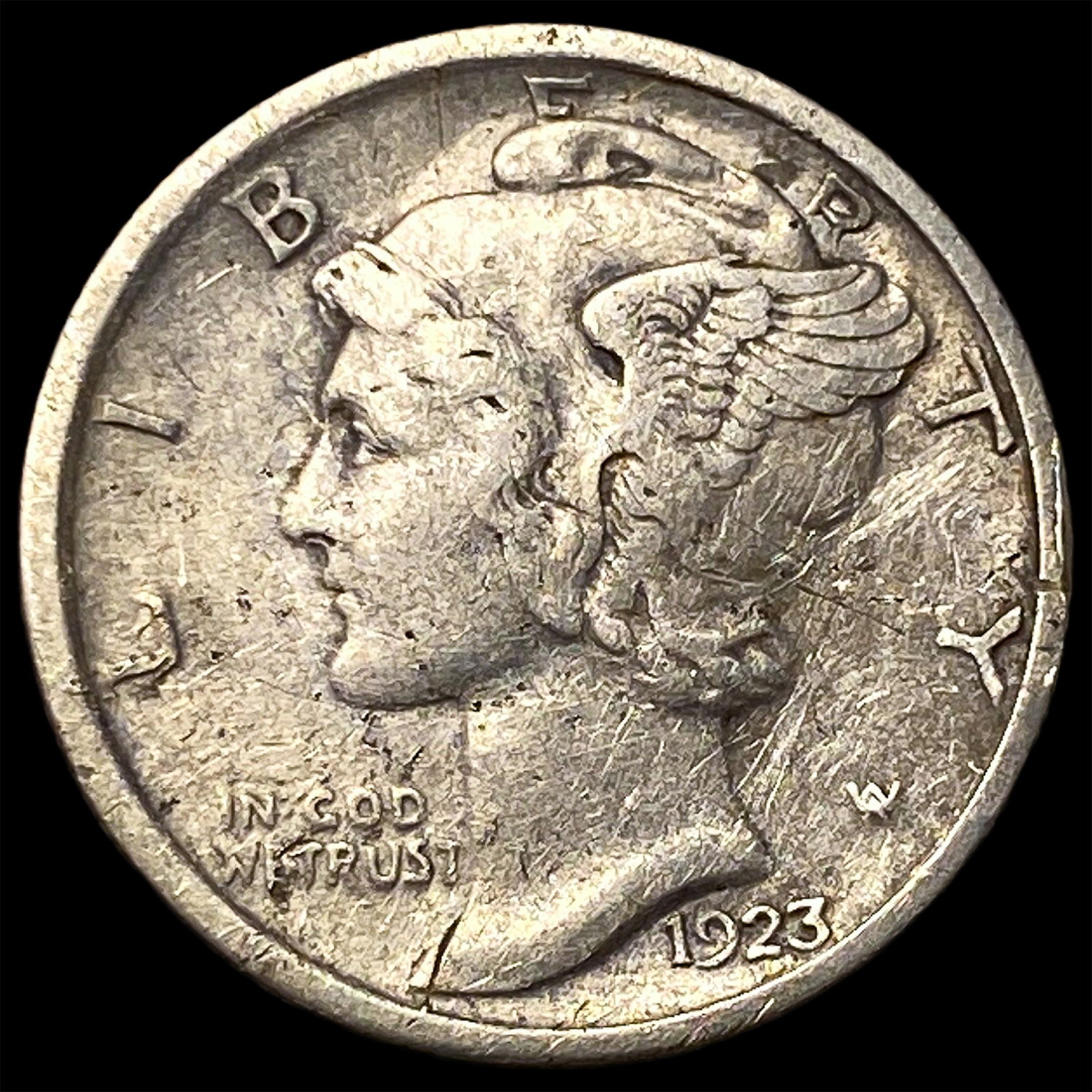 1923-S Silver Mercury Dime NEARLY UNCIRCULATED: 1923-S Silver Mercury Dime NEARLY UNCIRCULATED