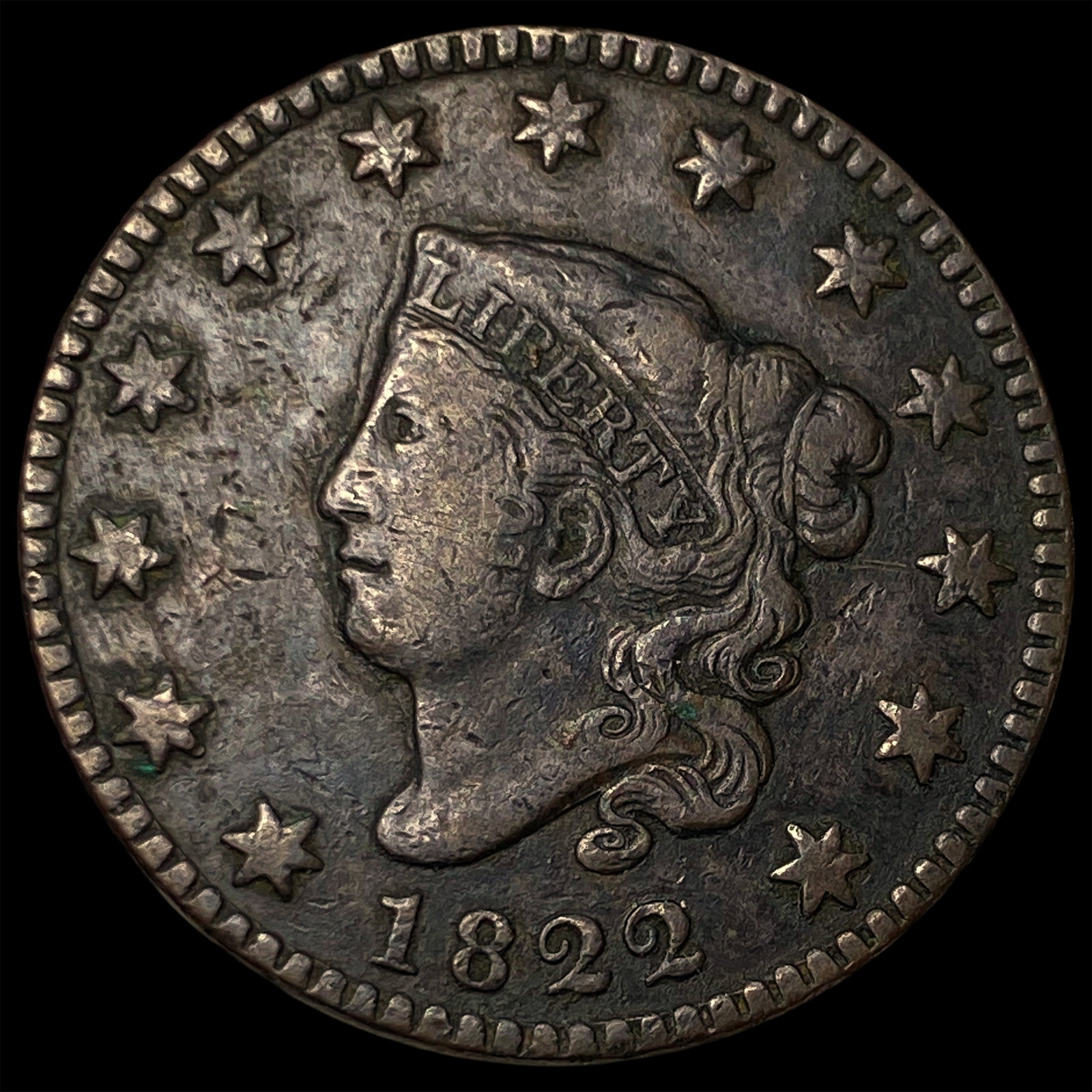 1822 Coronet Head Large Cent LIGHTLY CIRCULATED: 1822 Coronet Head Large Cent LIGHTLY CIRCULATED