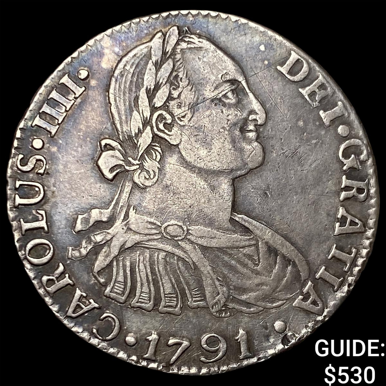 1791-PR Bolivia Charles IV Silver 2 Reales: 1791-PR Bolivia Charles IV Silver 2 Reales