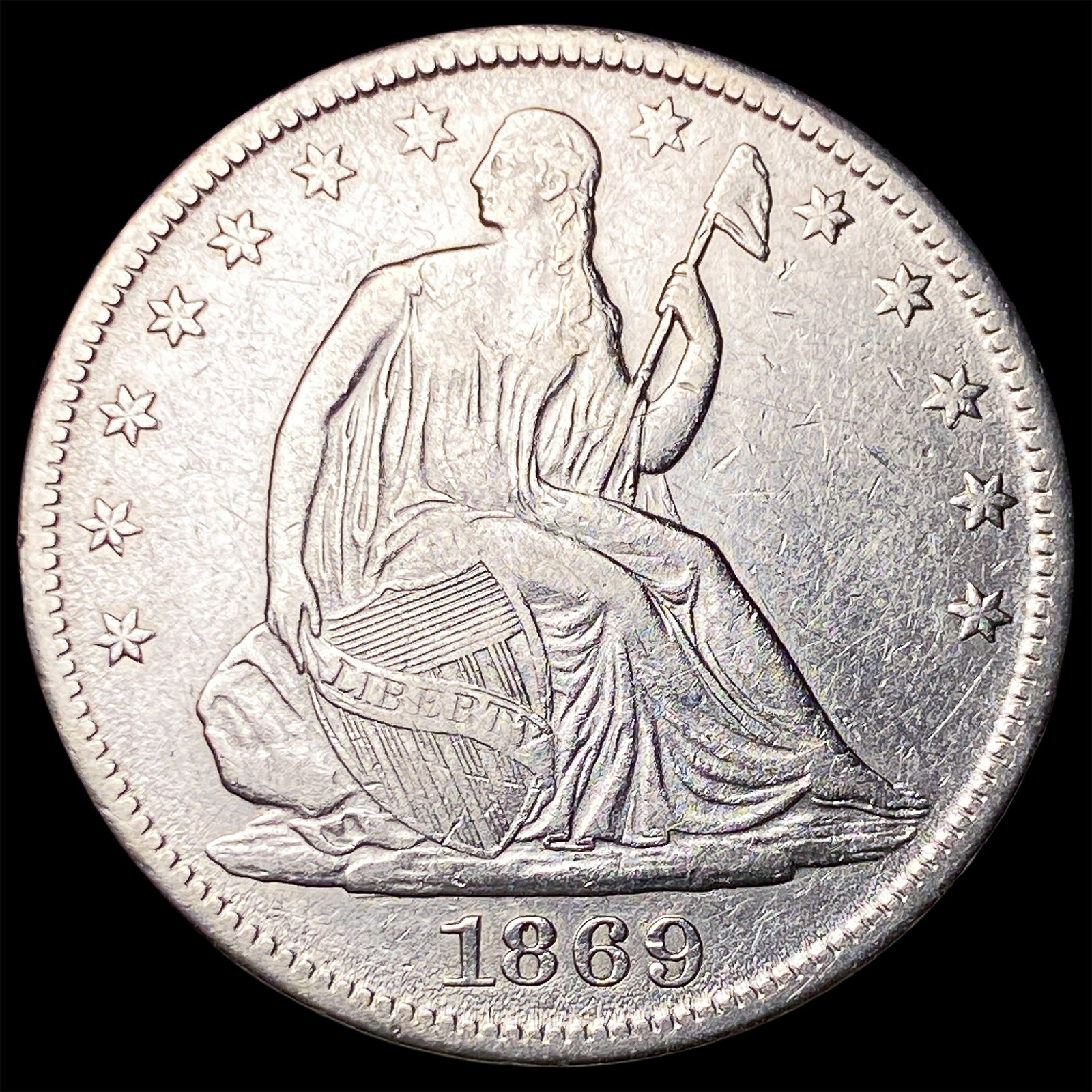 1869-S Silver Half Dollar NEARLY UNCIRCULATED: 1869-S Silver Half Dollar NEARLY UNCIRCULATED
