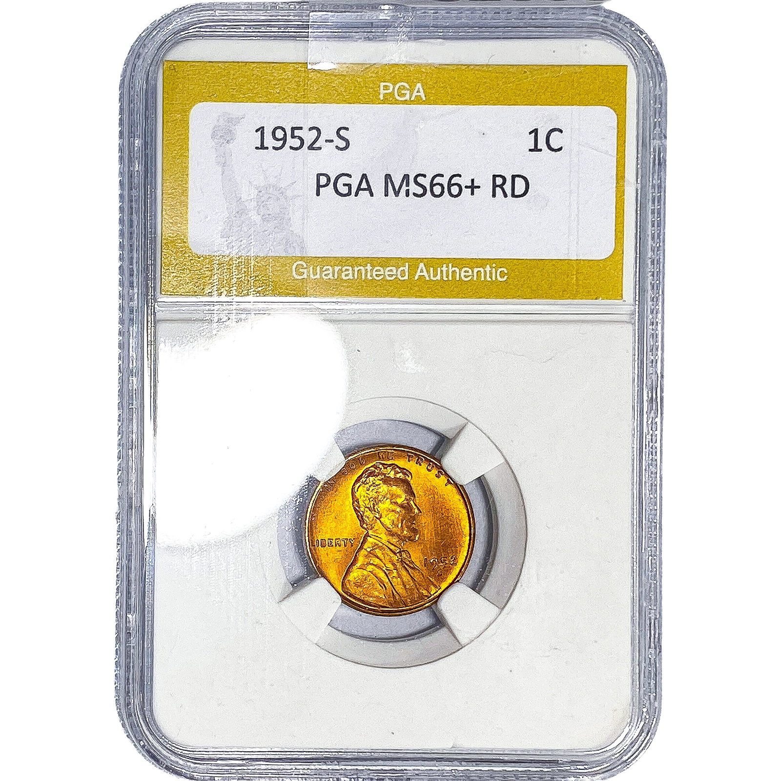 1952-S Wheat Cent PGA MS66+ RD: 1952-S Wheat Cent PGA MS66+ RD