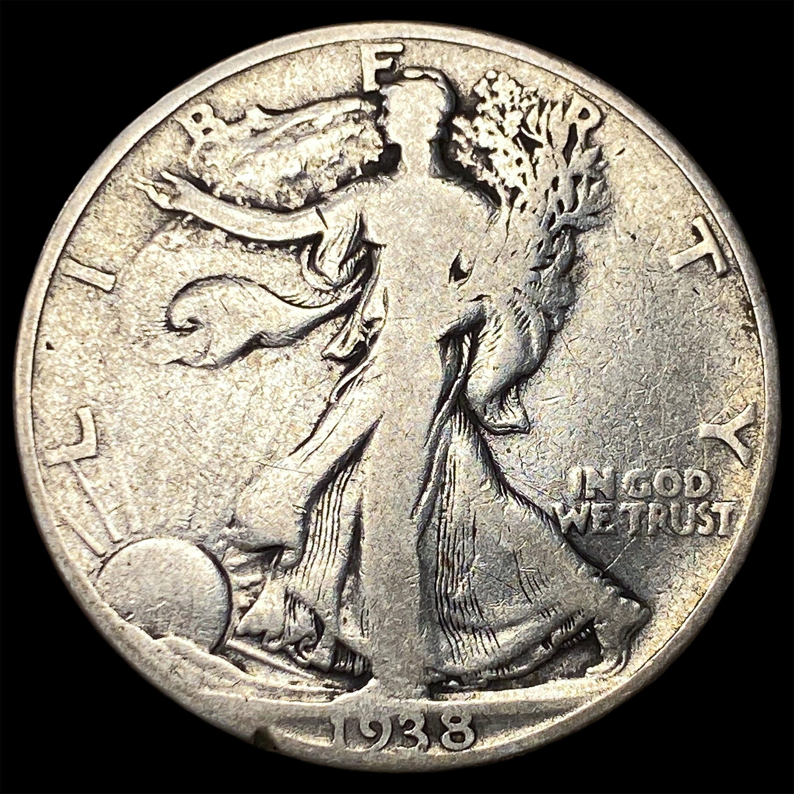 1938-D Silver Walking Liberty Half Dollar NEARLY UNCIRCULATED: 1938-D Silver Walking Liberty Half Dollar NEARLY UNCIRCULATED