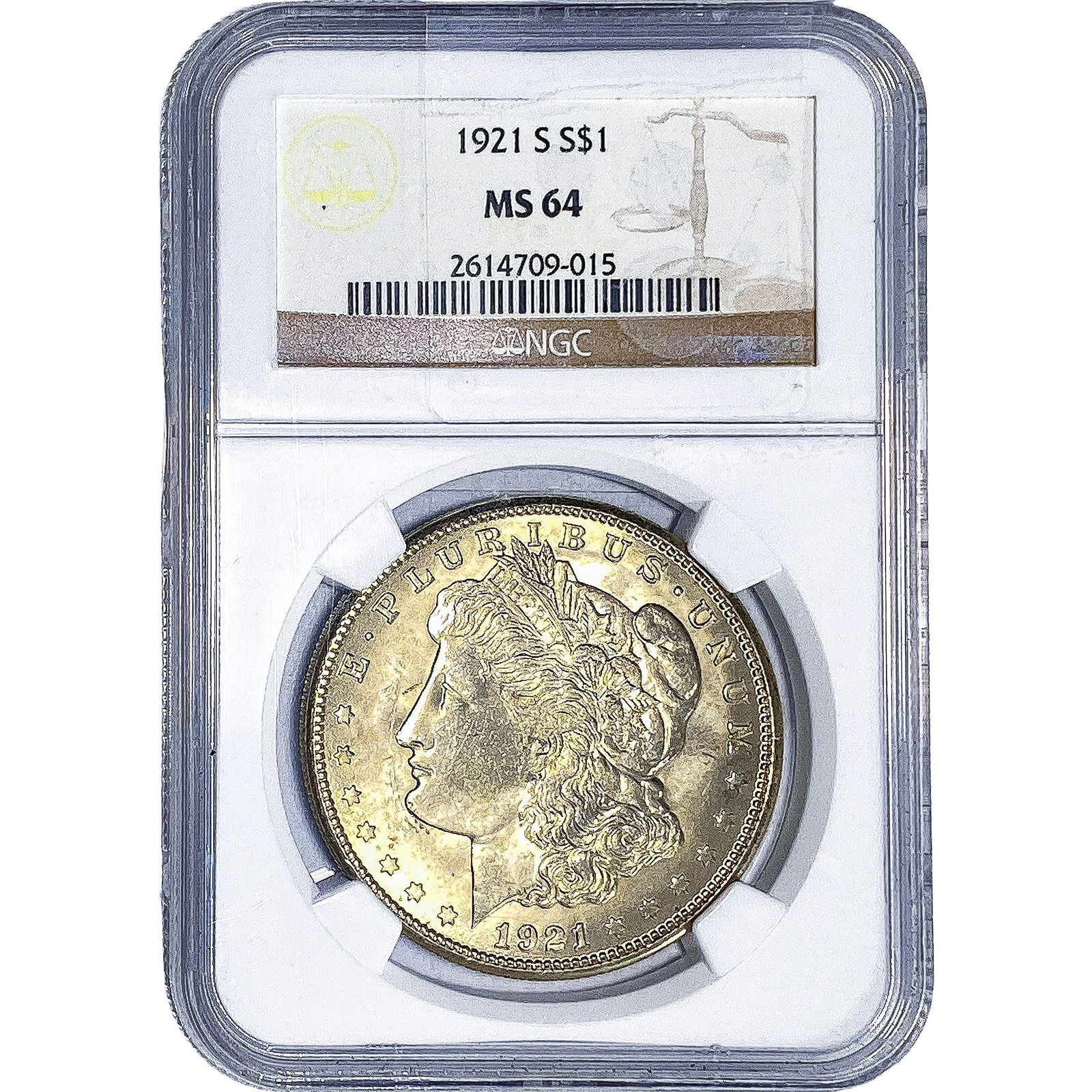 1921-S Morgan Silver Dollar NGC MS64: 1921-S Morgan Silver Dollar NGC MS64