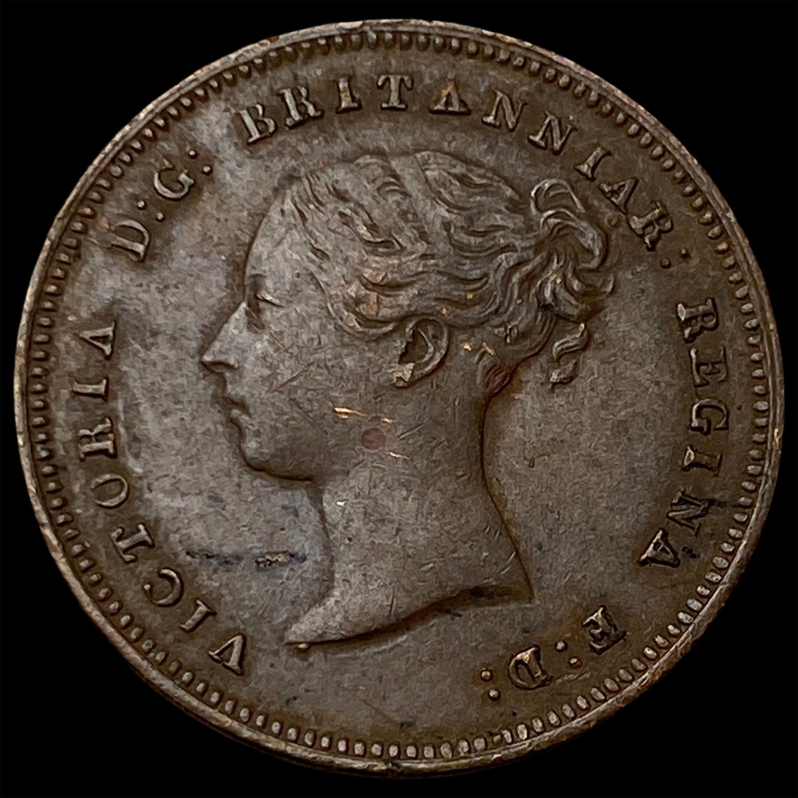 1843 Ceylon Copper 1/2 Farthing: 1843 Ceylon Copper 1/2 Farthing