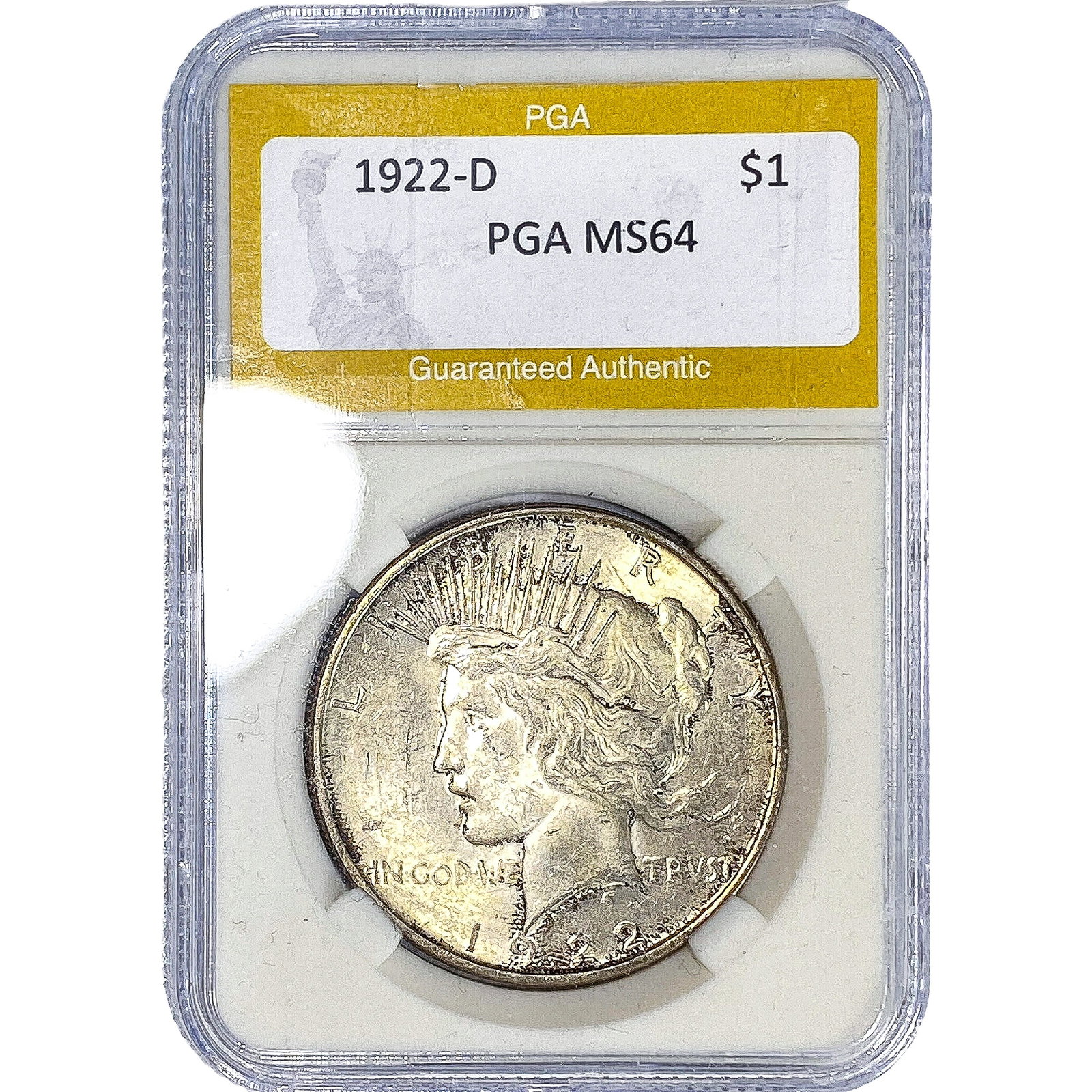 1922-D Silver Peace Dollar PGA MS64: 1922-D Silver Peace Dollar PGA MS64