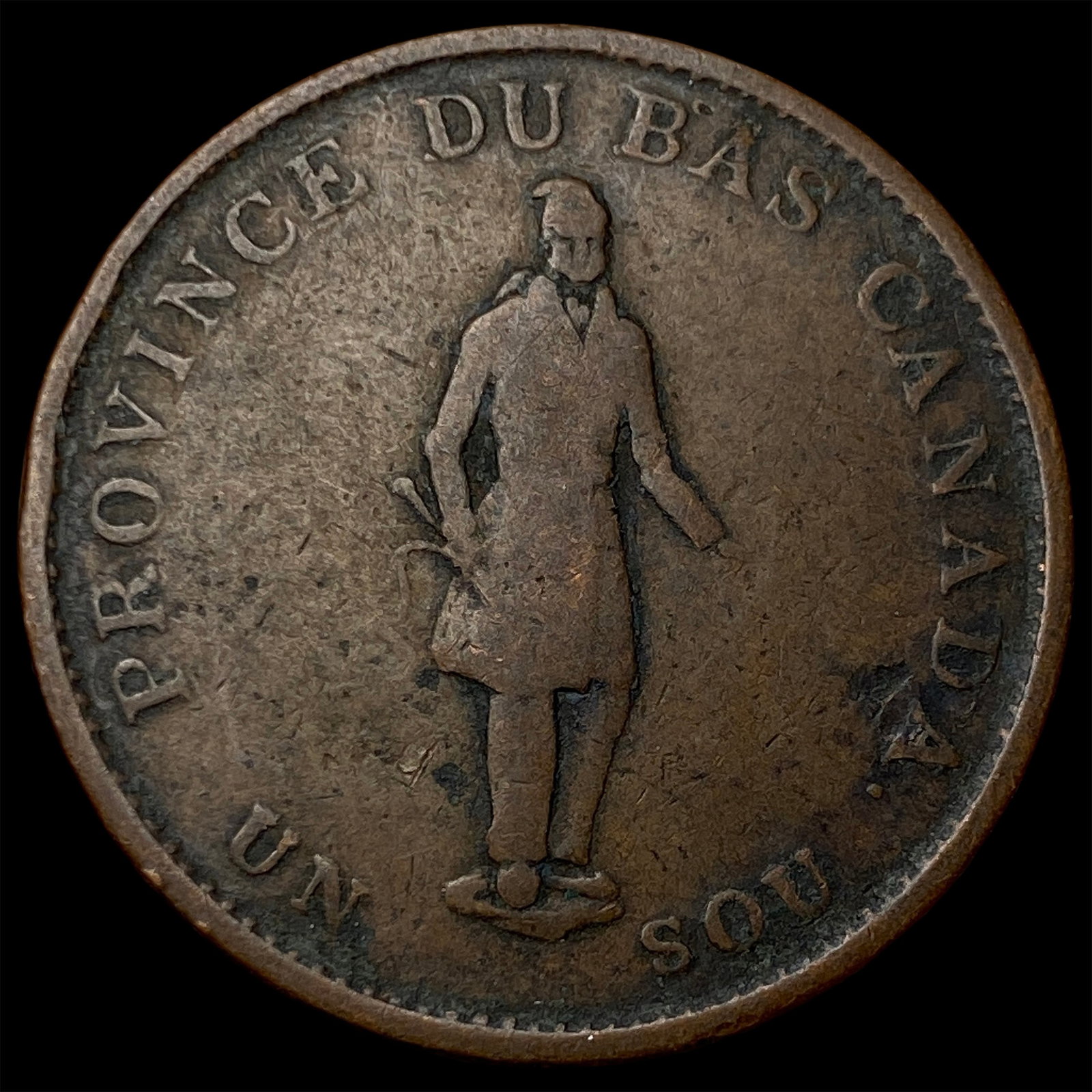 1857 Canada Copper Bank Token Half Penny: 1857 Canada Copper Bank Token Half Penny