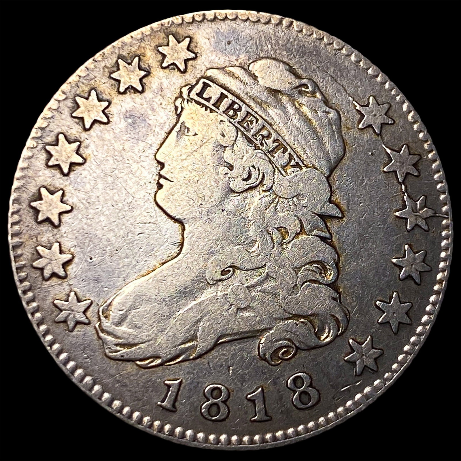 1818 Capped Bust Silver Quarter LIGHTLY CIRCULATED: 1818 Capped Bust Silver Quarter LIGHTLY CIRCULATED
