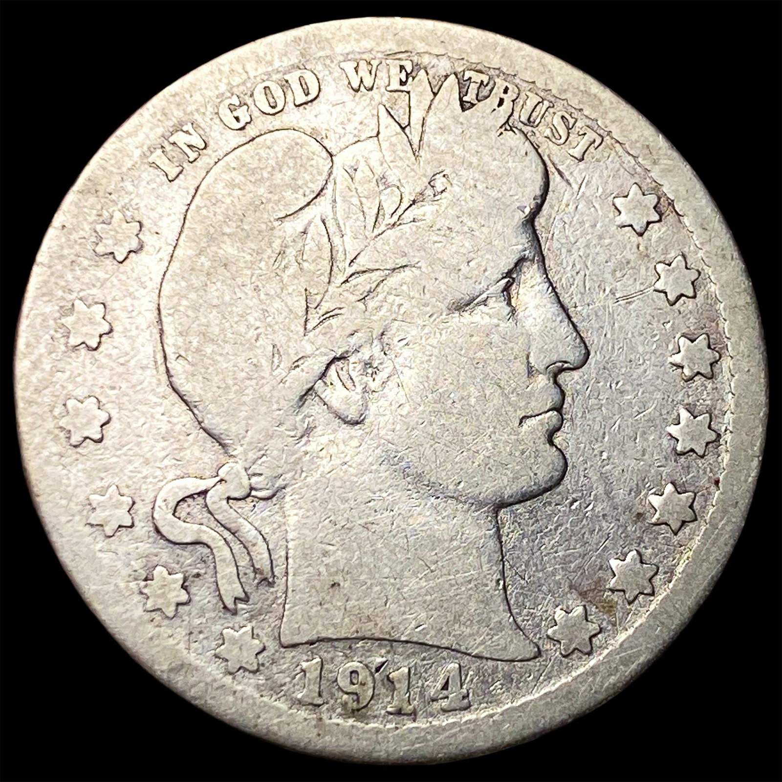 1914-S Silver Barber Quarter NICELY CIRCULATED: 1914-S Silver Barber Quarter NICELY CIRCULATED