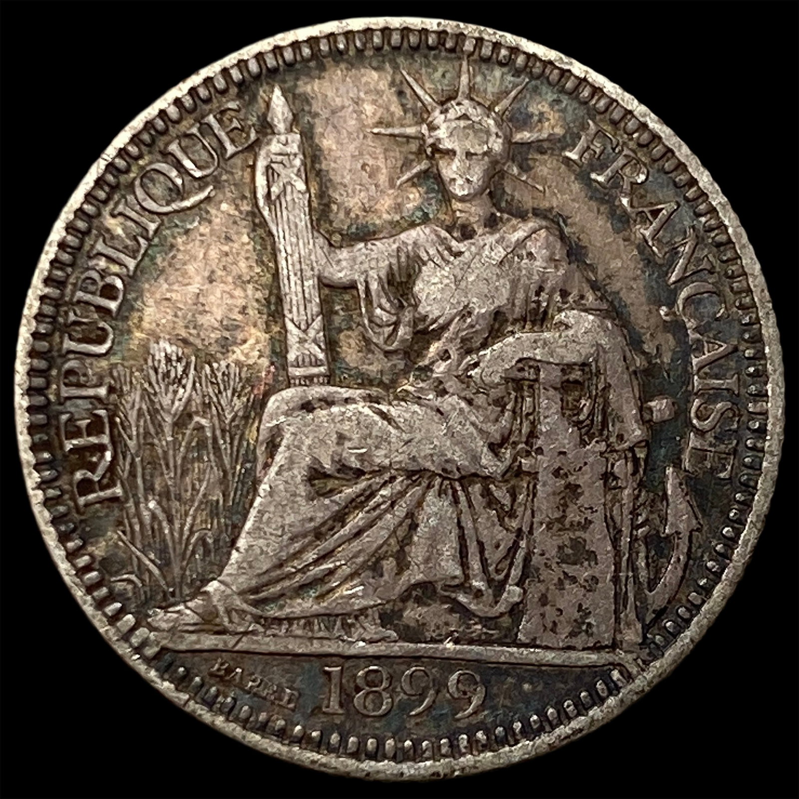 1899 French Indo-China Silver 10 Cents: 1899 French Indo-China Silver 10 Cents