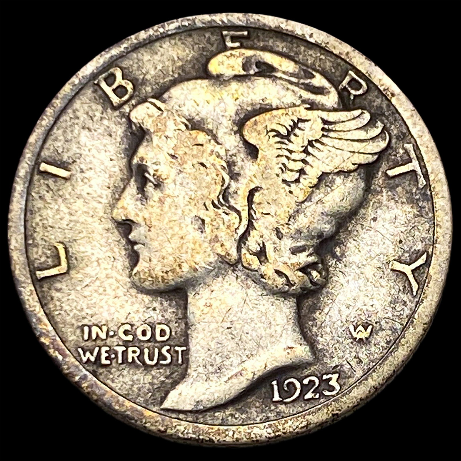 1923-S Silver Mercury Dime ABOUT UNCIRCULATED: 1923-S Silver Mercury Dime ABOUT UNCIRCULATED