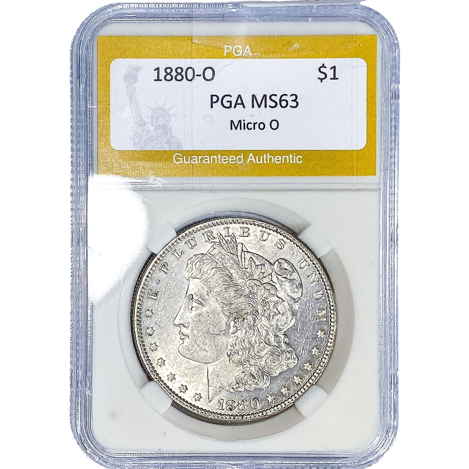 1880-O Morgan Silver Dollar PGA MS63 Micro O: 1880-O Morgan Silver Dollar PGA MS63 Micro O