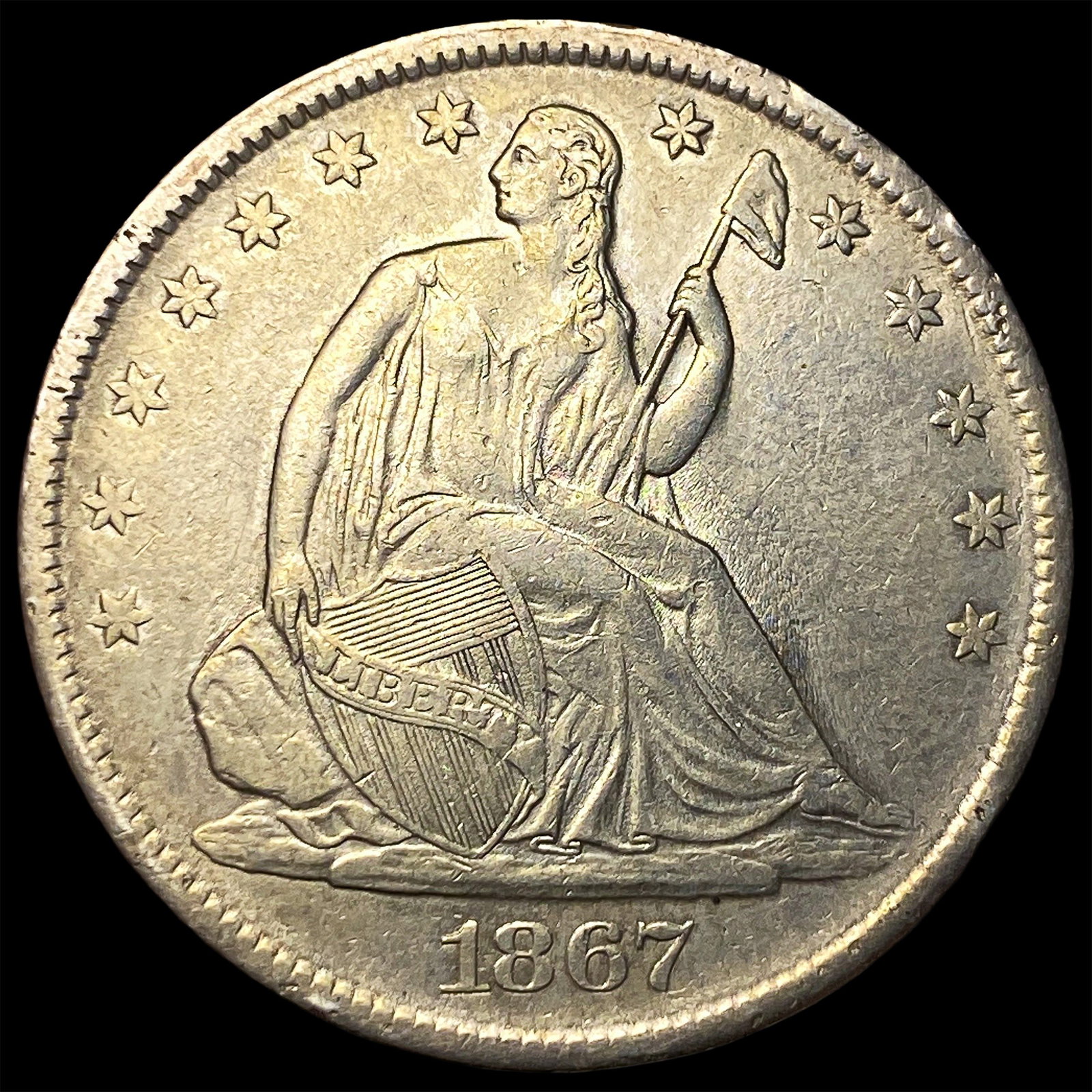 1867-S Silver Half Dollar NEARLY UNCIRCULATED: 1867-S Silver Half Dollar NEARLY UNCIRCULATED