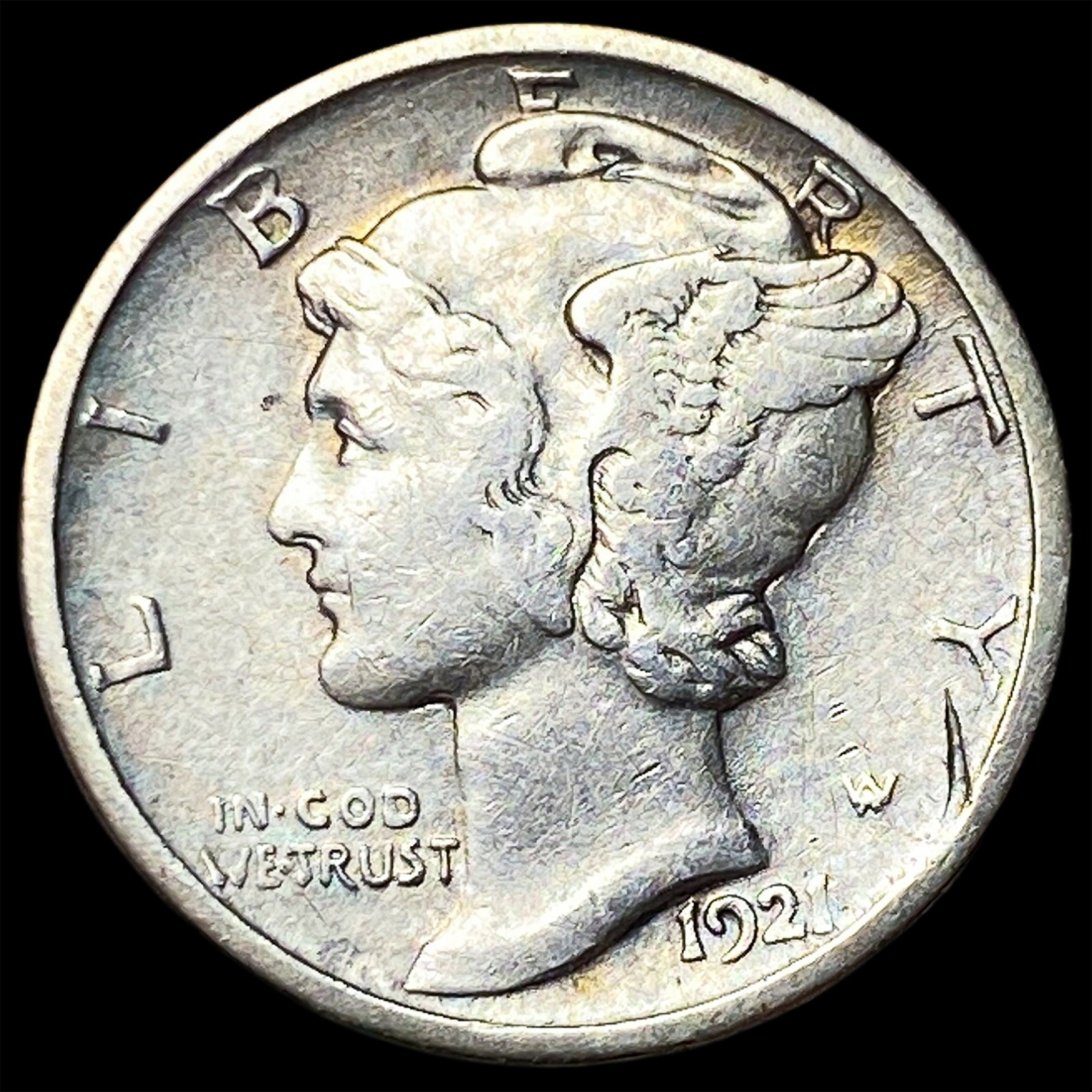 1921 Silver Mercury Dime NEARLY UNCIRCULATED: 1921 Silver Mercury Dime NEARLY UNCIRCULATED