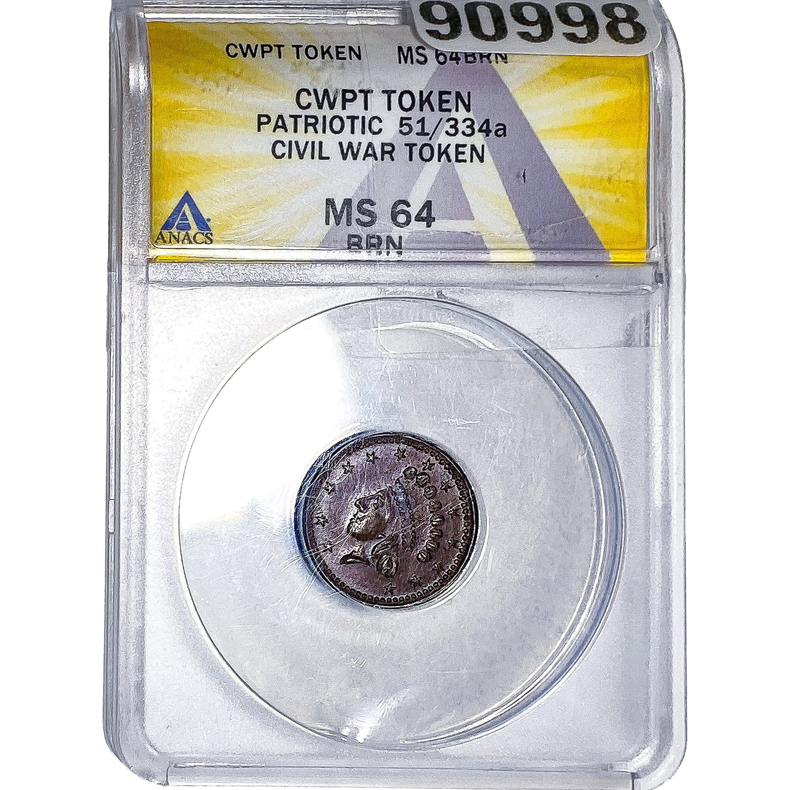 Civil war Token Patriotic 51/334a ANACS MS64 BRN (1 of 2)