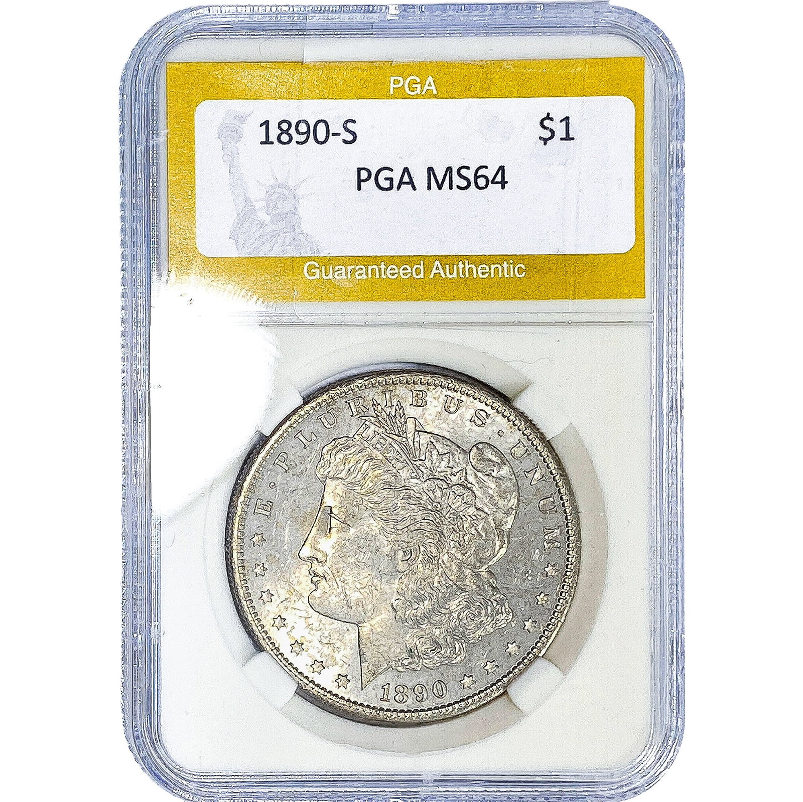 1890-S Morgan Silver Dollar PGA MS64: 1890-S Morgan Silver Dollar PGA MS64