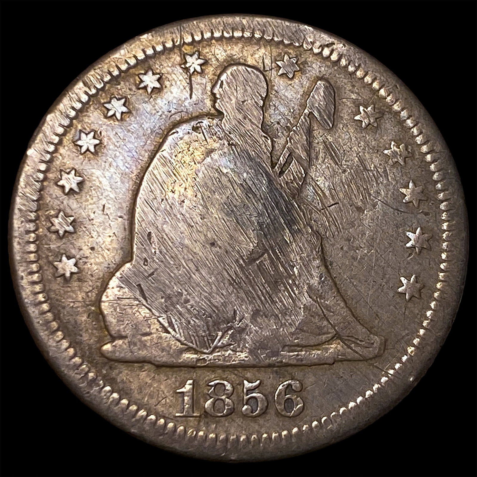 1856-S Silver Seated Liberty Quarter NICELY CIRCULATED: 1856-S Silver Seated Liberty Quarter NICELY CIRCULATED