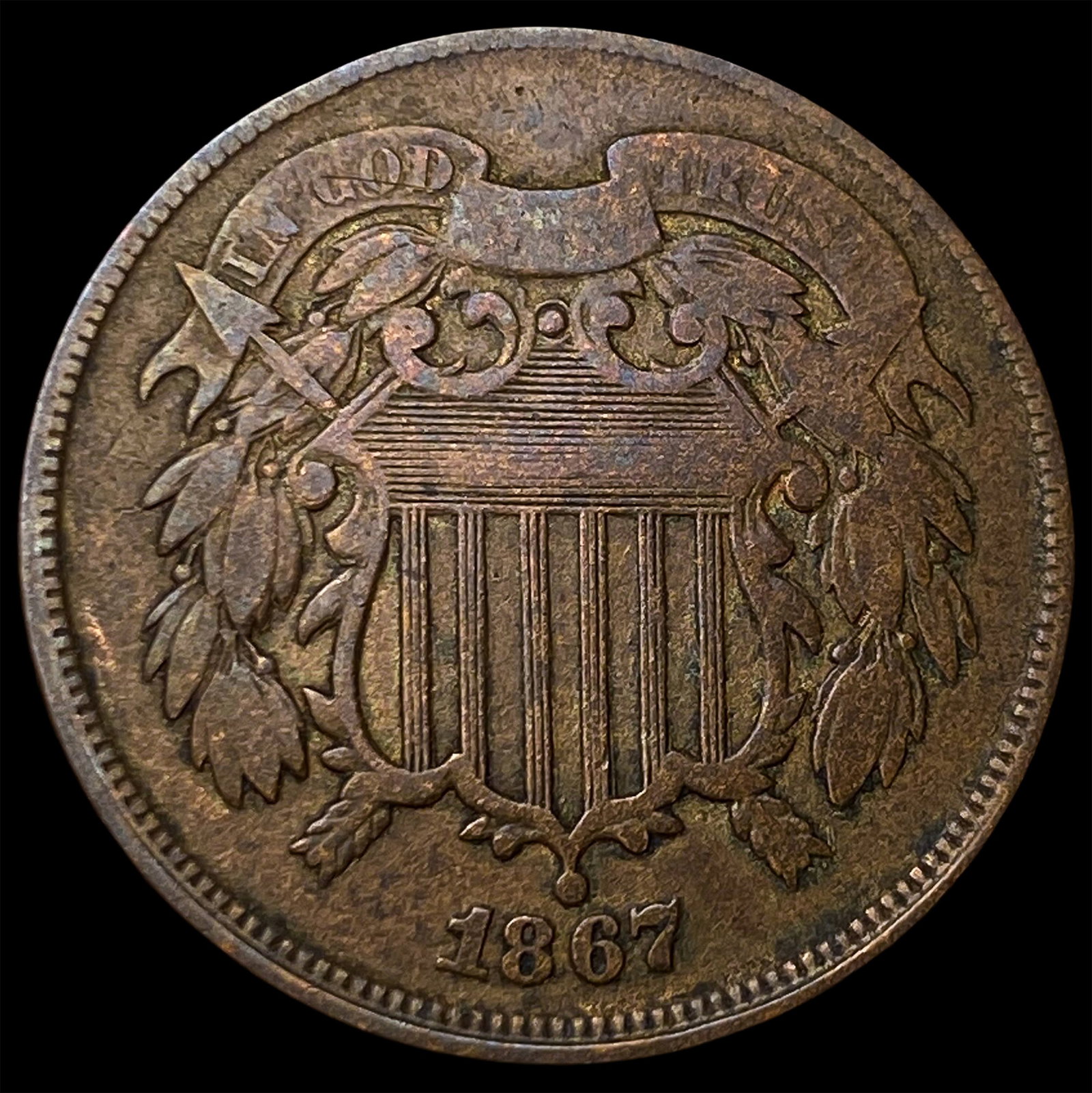 1867 Copper Two-Cent Piece LIGHTLY CIRCULATED: 1867 Copper Two-Cent Piece LIGHTLY CIRCULATED