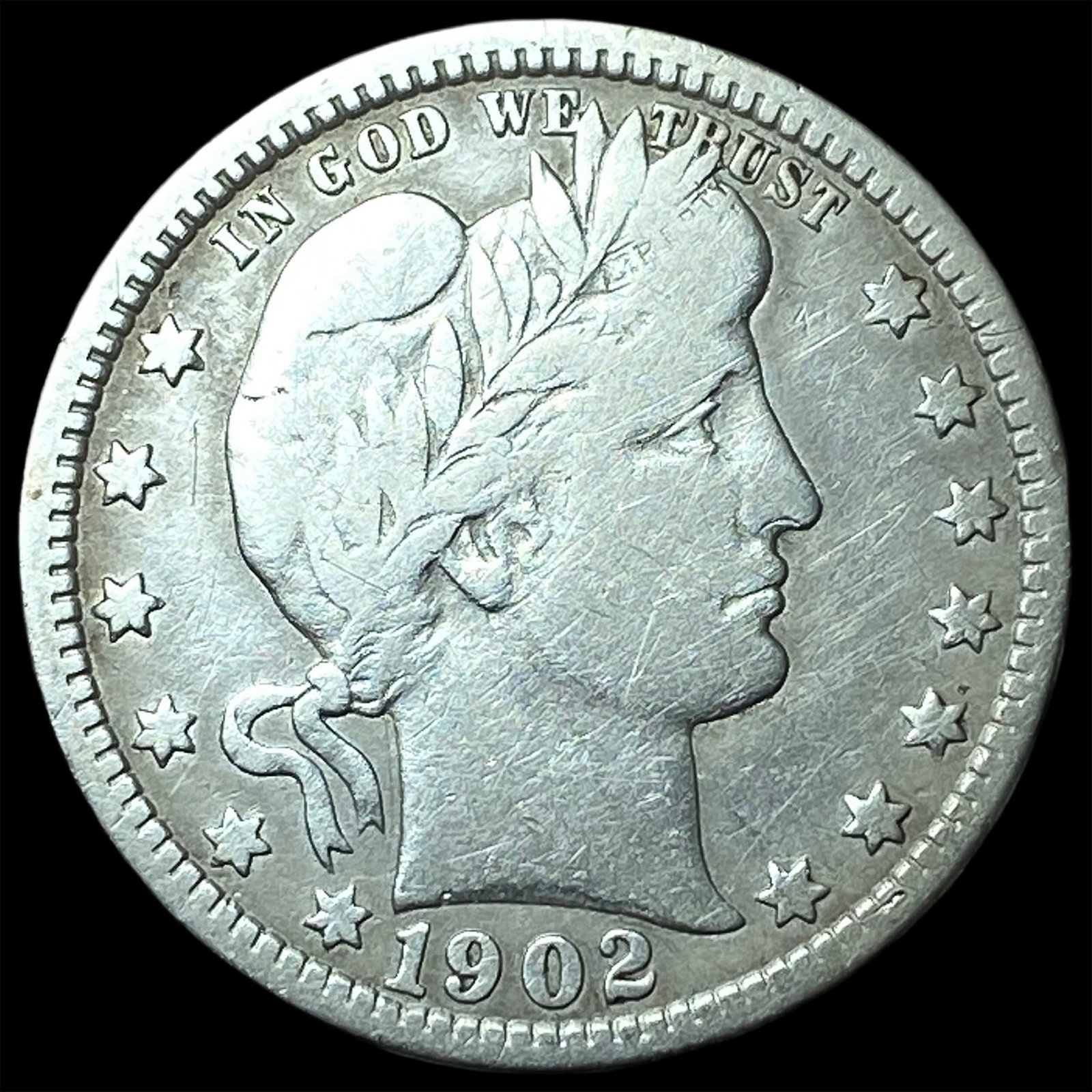 1902 Barber Silver Quarter NEARLY UNCIRCULATED: 1902 Barber Silver Quarter NEARLY UNCIRCULATED