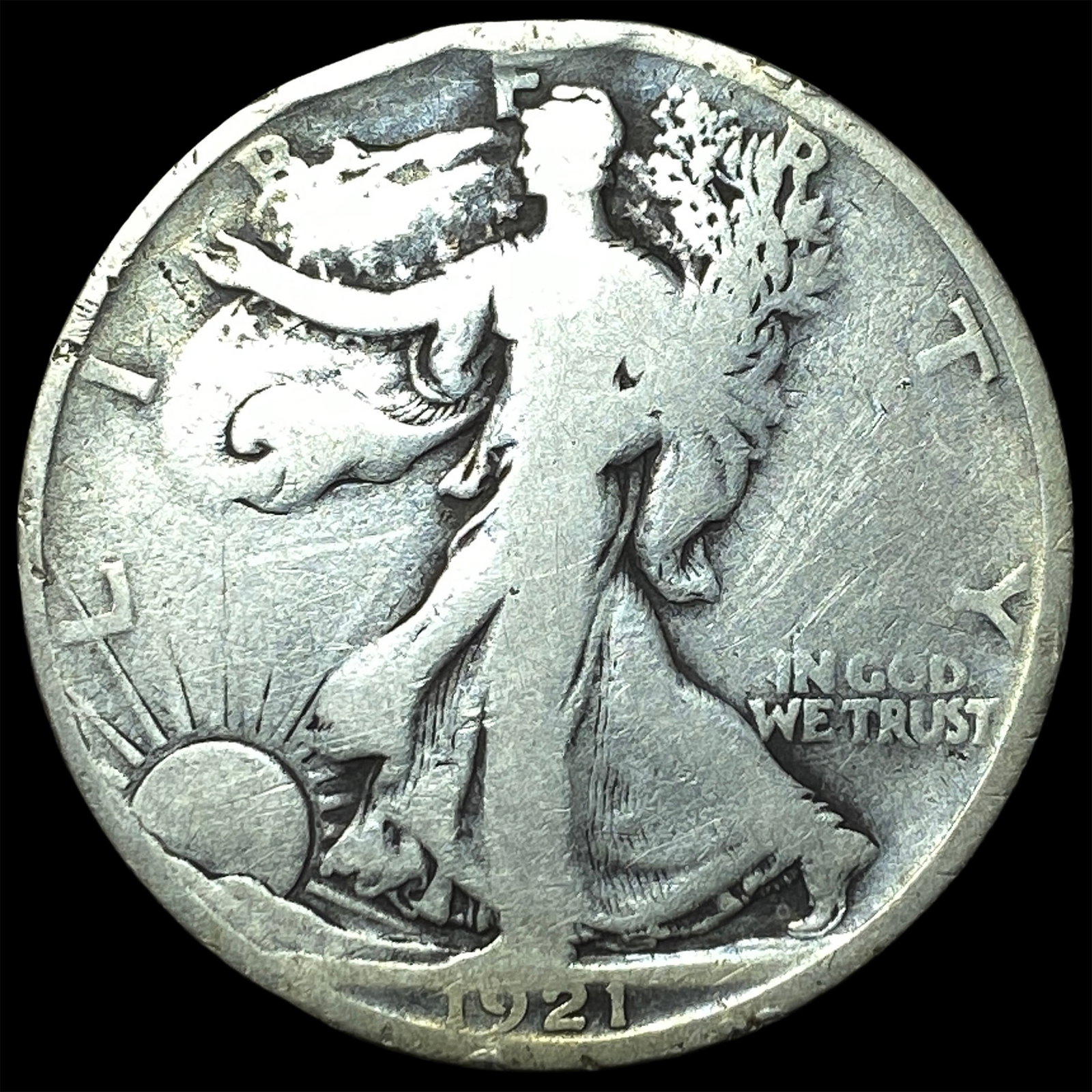 1921-D Silver Walking Liberty Half Dollar NICELY CIRCULATED: 1921-D Silver Walking Liberty Half Dollar NICELY CIRCULATED